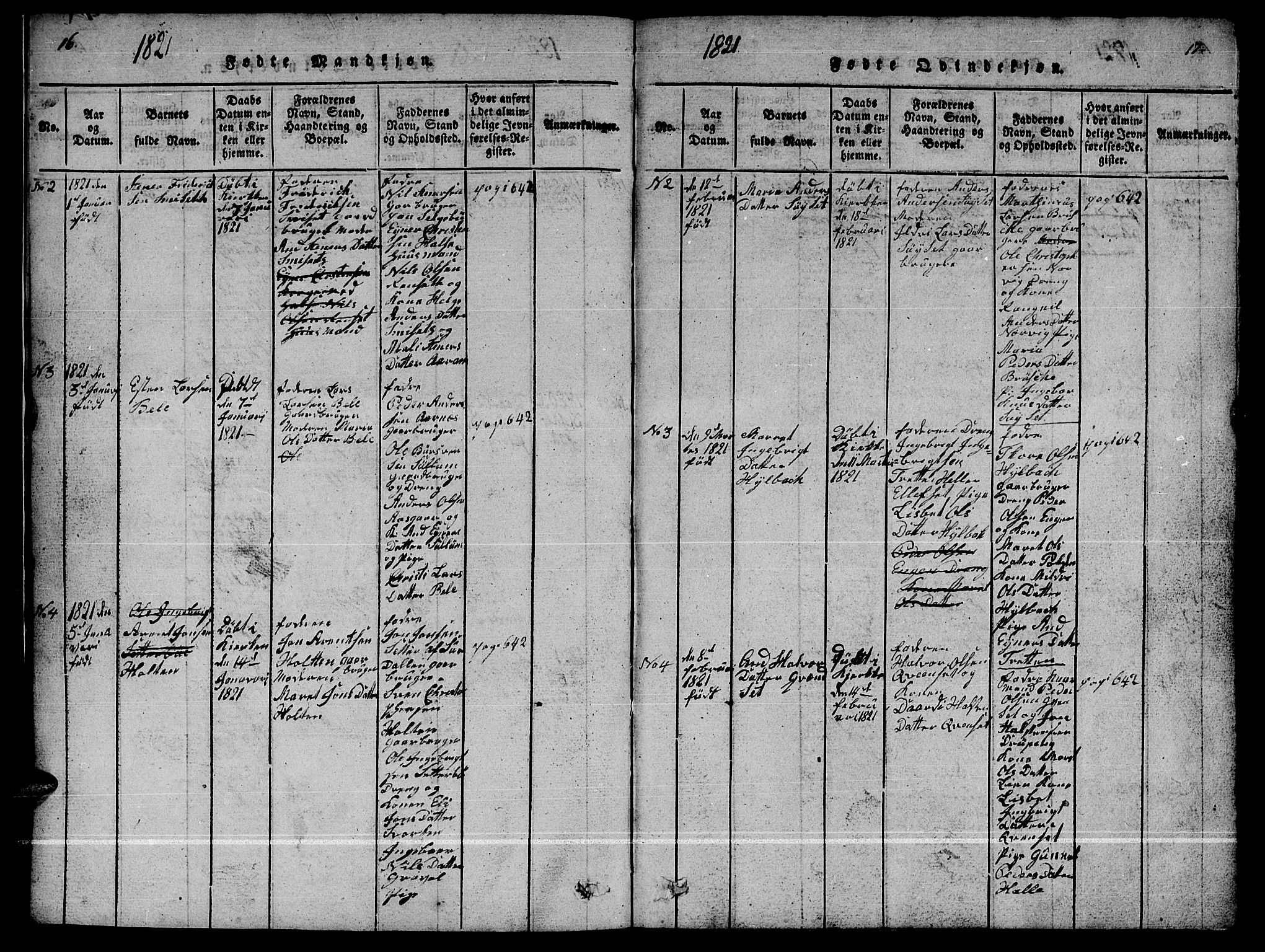 Ministerialprotokoller, klokkerbøker og fødselsregistre - Møre og Romsdal, SAT/A-1454/592/L1031: Parish register (copy) no. 592C01, 1820-1833, p. 16-17