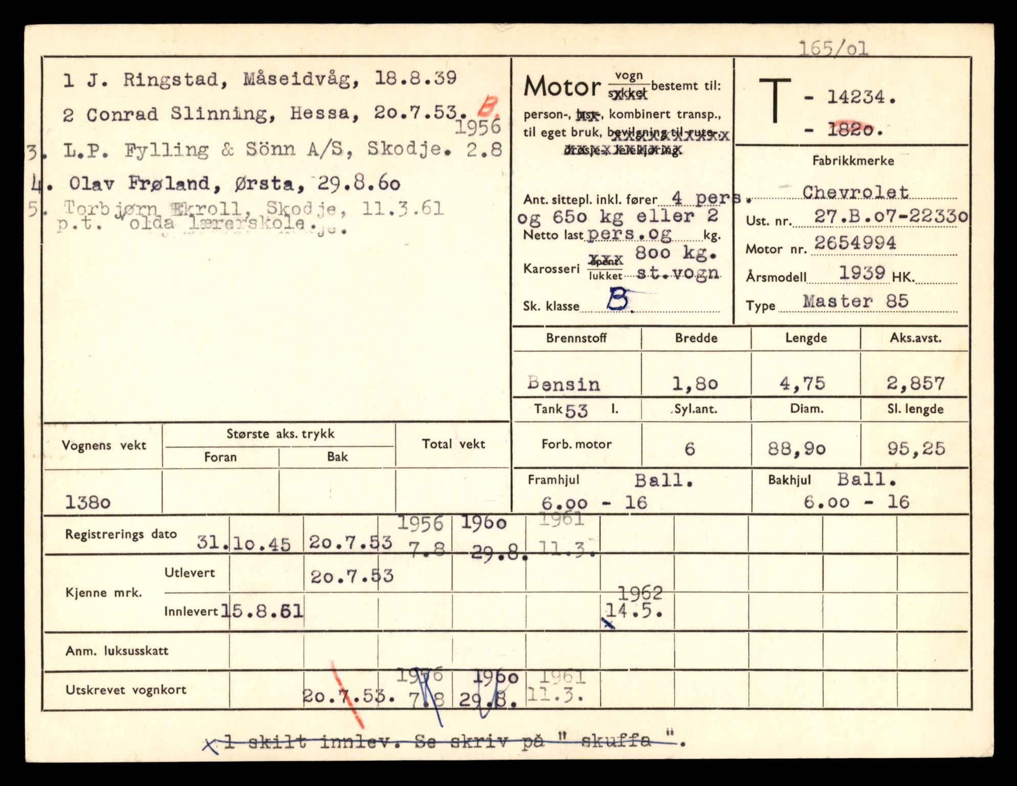 Møre og Romsdal vegkontor - Ålesund trafikkstasjon, AV/SAT-A-4099/F/Fe/L0044: Registreringskort for kjøretøy T 14205 - T 14319, 1927-1998, p. 858