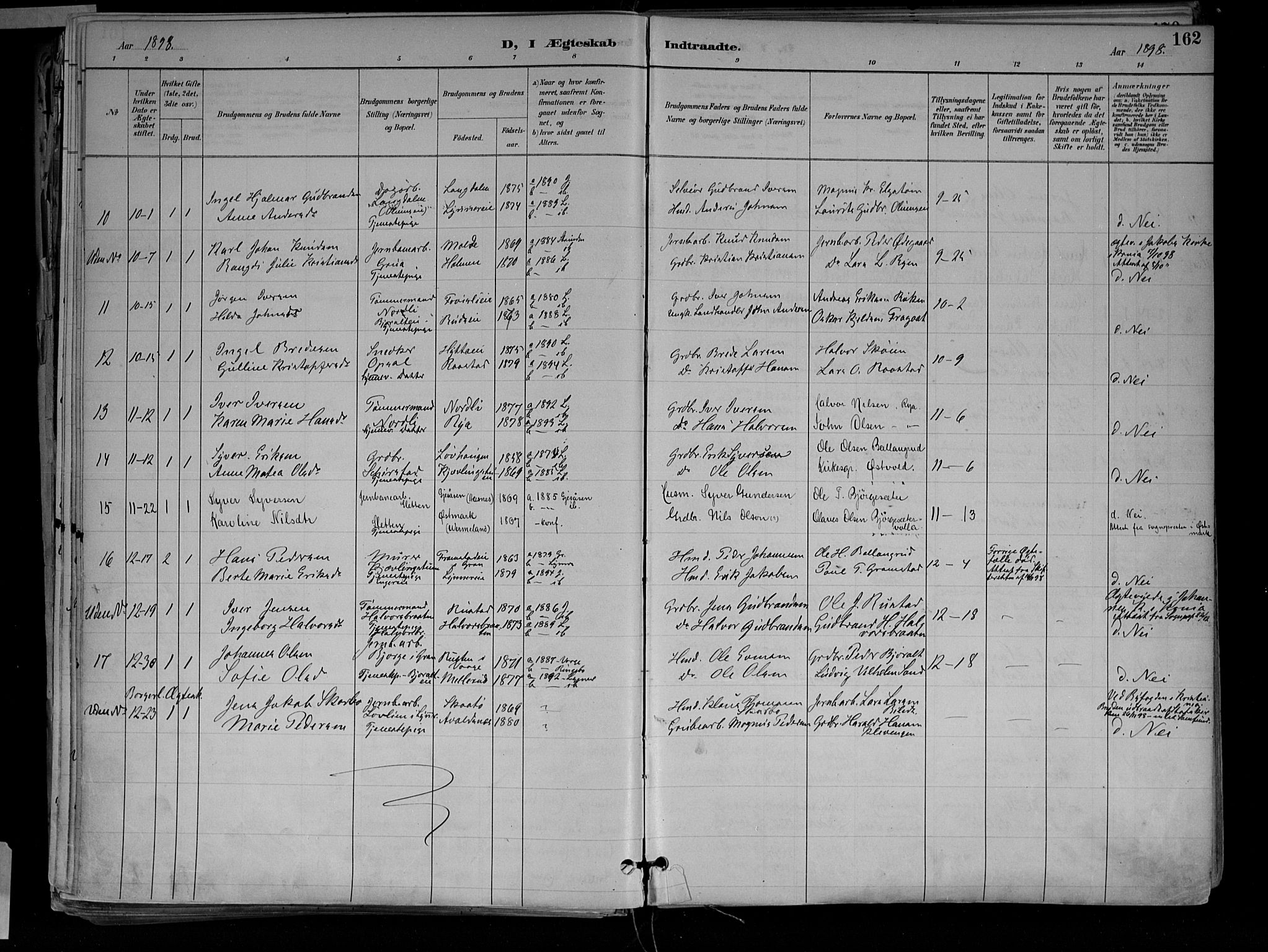 Jevnaker prestekontor, SAH/PREST-116/H/Ha/Haa/L0010: Parish register (official) no. 10, 1891-1906, p. 162