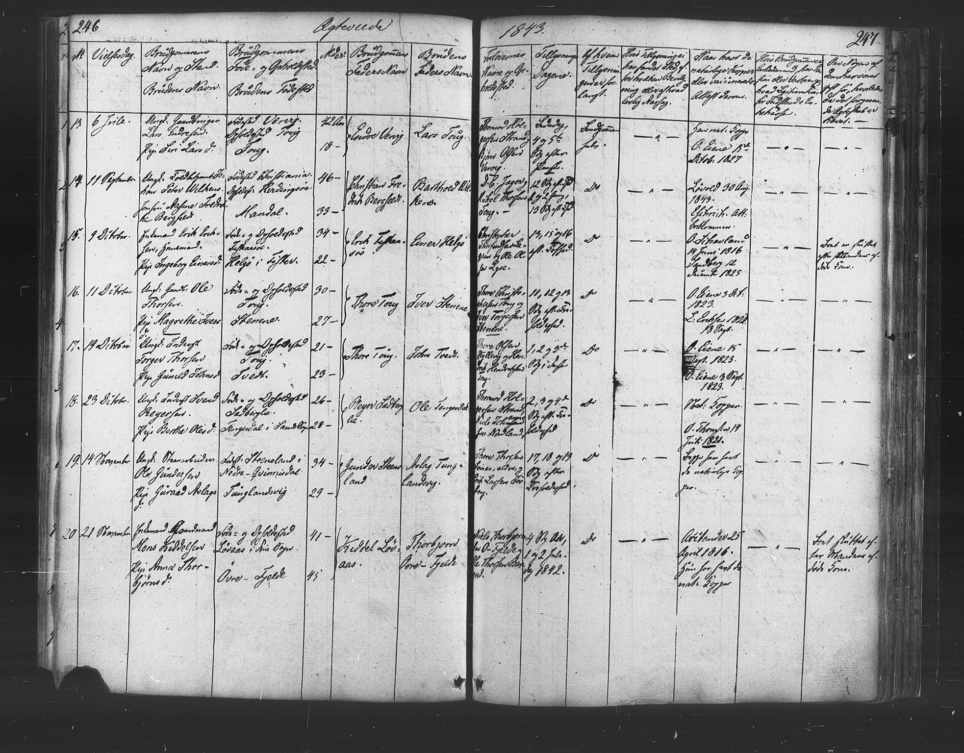 Strand sokneprestkontor, SAST/A-101828/H/Ha/Haa/L0006: Parish register (official) no. A 6, 1834-1854, p. 246-247