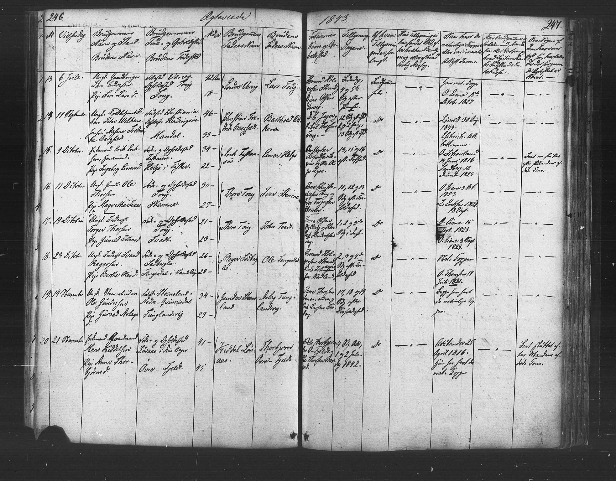 Strand sokneprestkontor, AV/SAST-A-101828/H/Ha/Haa/L0006: Parish register (official) no. A 6, 1834-1854, p. 246-247