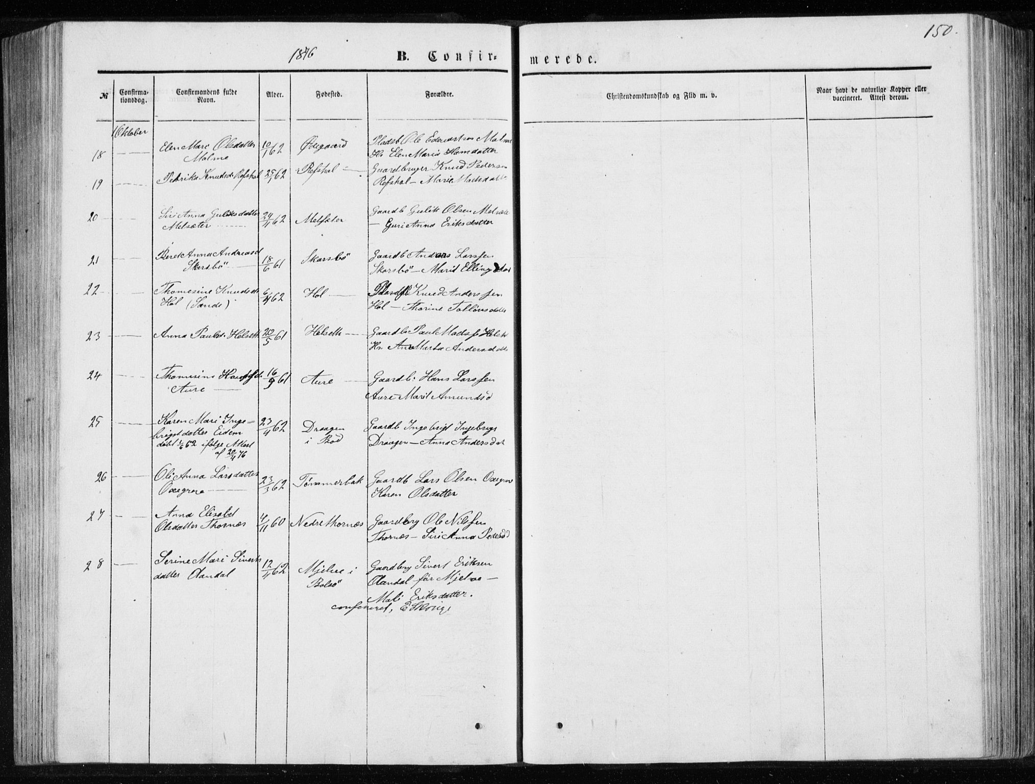 Ministerialprotokoller, klokkerbøker og fødselsregistre - Møre og Romsdal, SAT/A-1454/565/L0754: Parish register (copy) no. 565C03, 1870-1896, p. 150