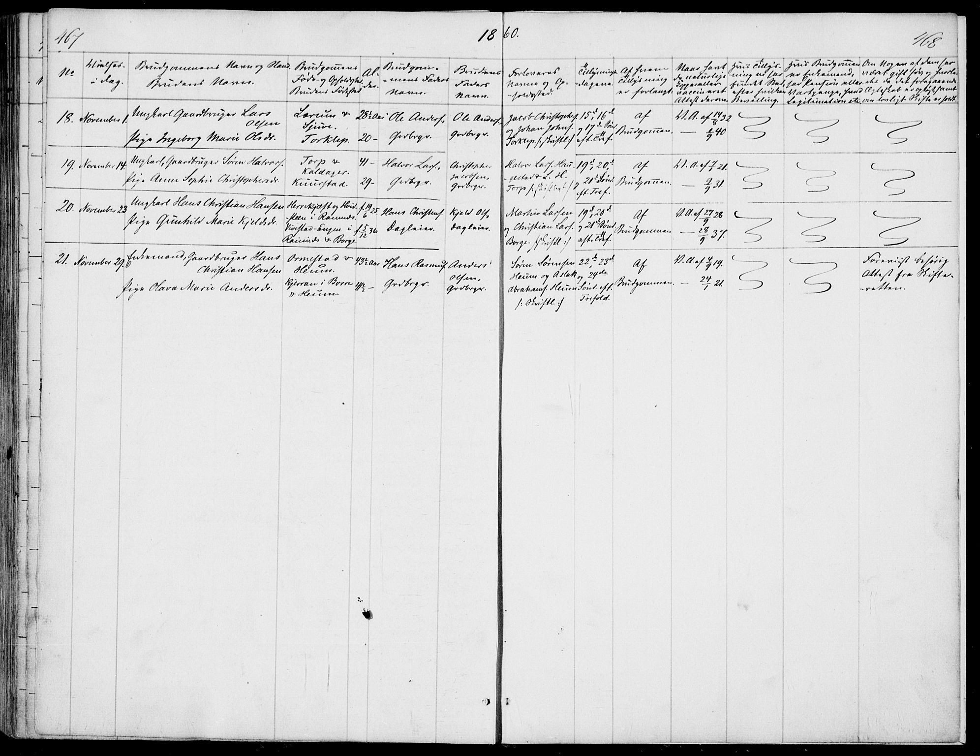 Våle kirkebøker, AV/SAKO-A-334/F/Fa/L0009a: Parish register (official) no. I 9A, 1839-1860, p. 467-468