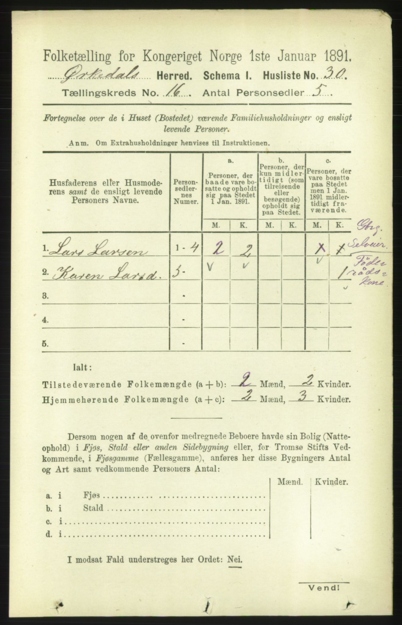 RA, 1891 census for 1638 Orkdal, 1891, p. 7147