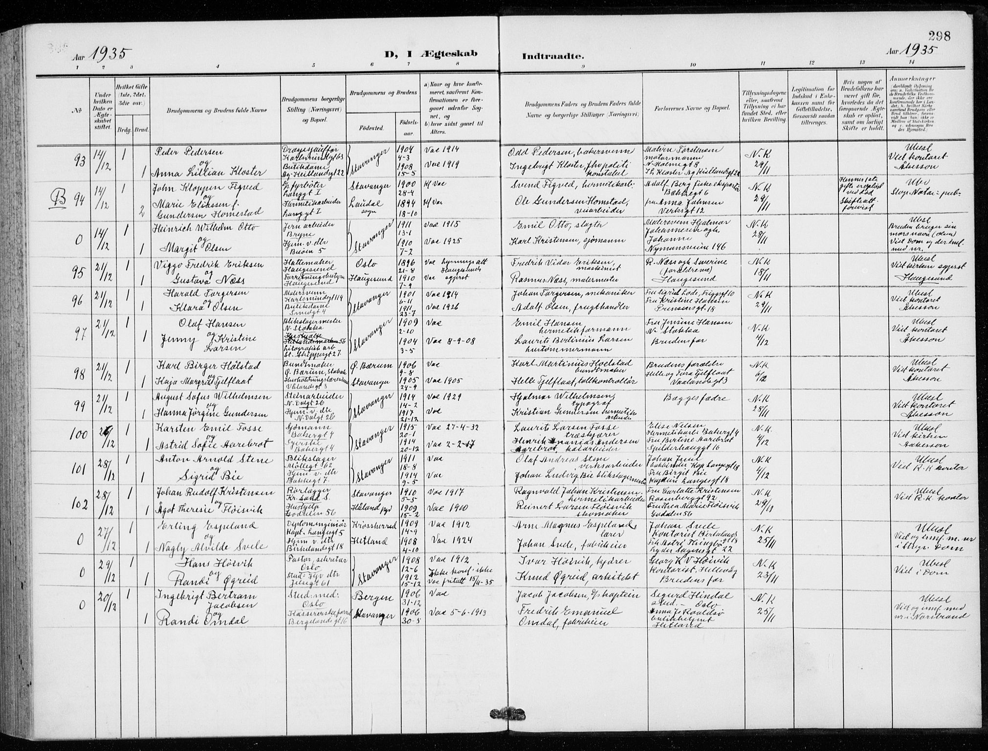 St. Petri sokneprestkontor, AV/SAST-A-101813/001/30/30BB/L0009: Parish register (copy) no. B 9, 1902-1935, p. 298