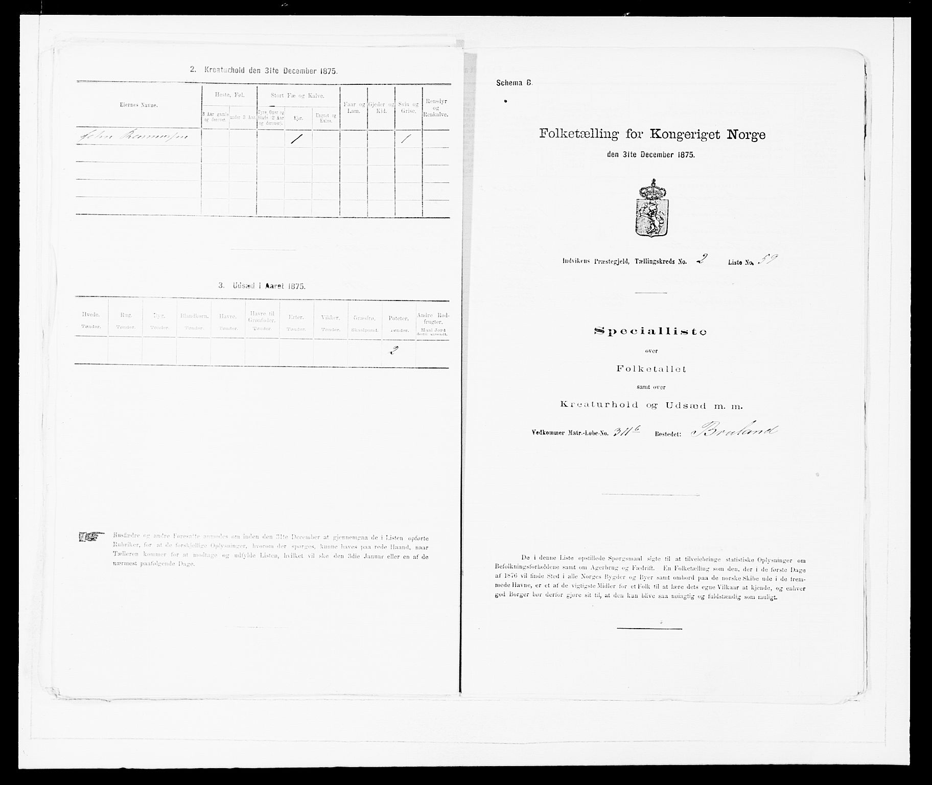 SAB, 1875 Census for 1447P Innvik, 1875, p. 283