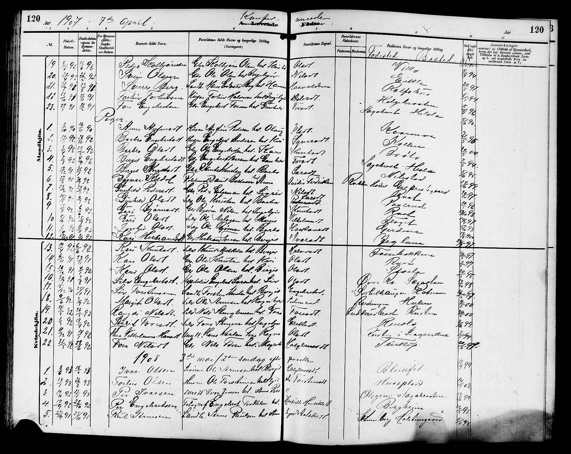 Gol kirkebøker, SAKO/A-226/G/Ga/L0003: Parish register (copy) no. I 3, 1887-1914, p. 120