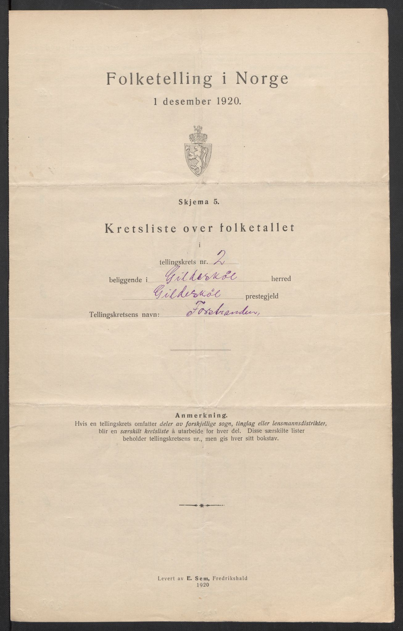 SAT, 1920 census for Gildeskål, 1920, p. 10