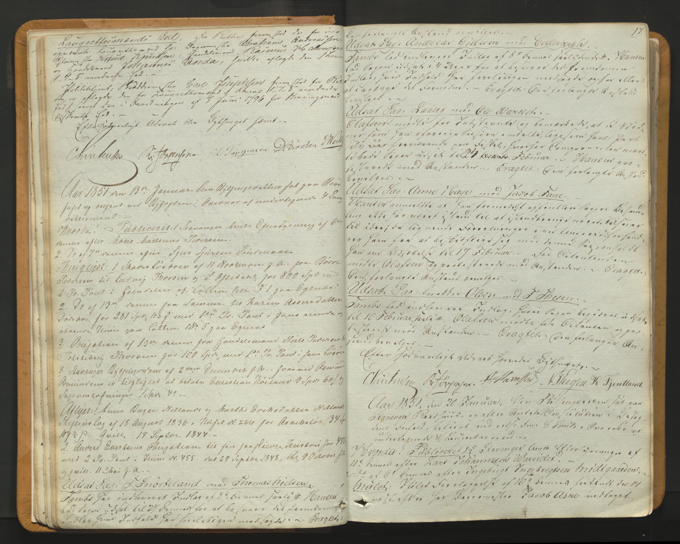 Stavanger byfogd, AV/SAST-A-101408/001/3/30/30BA/L0057: Bytingprotkoll, 1850-1858, p. 16b-17a