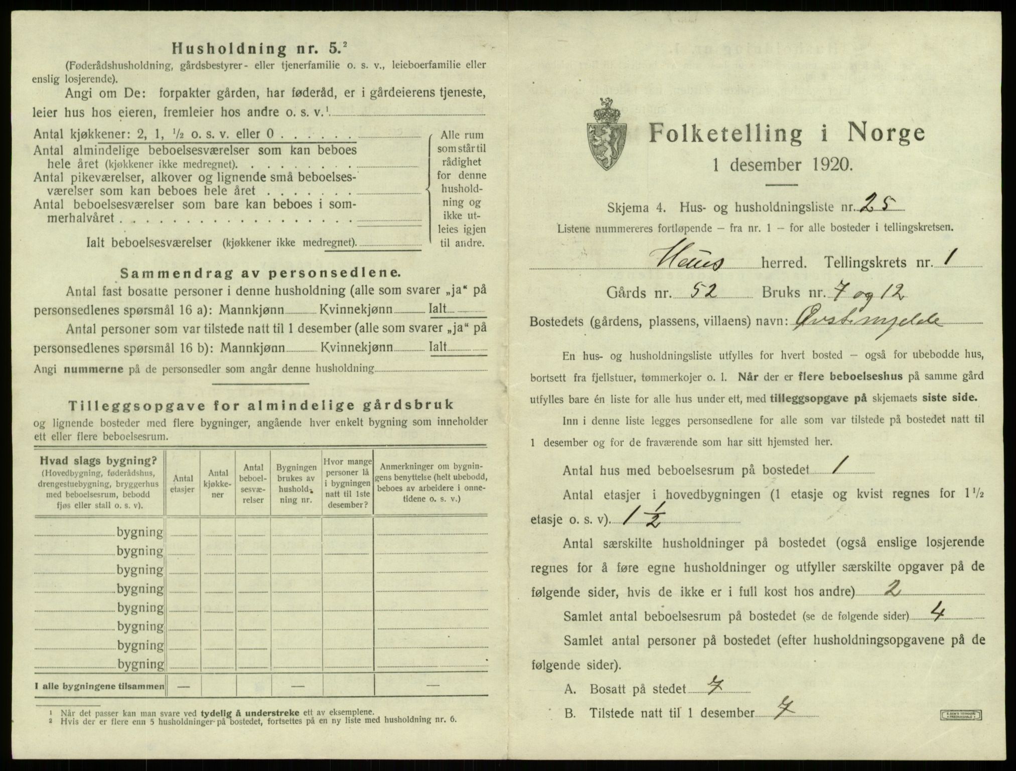 SAB, 1920 census for Haus, 1920, p. 113