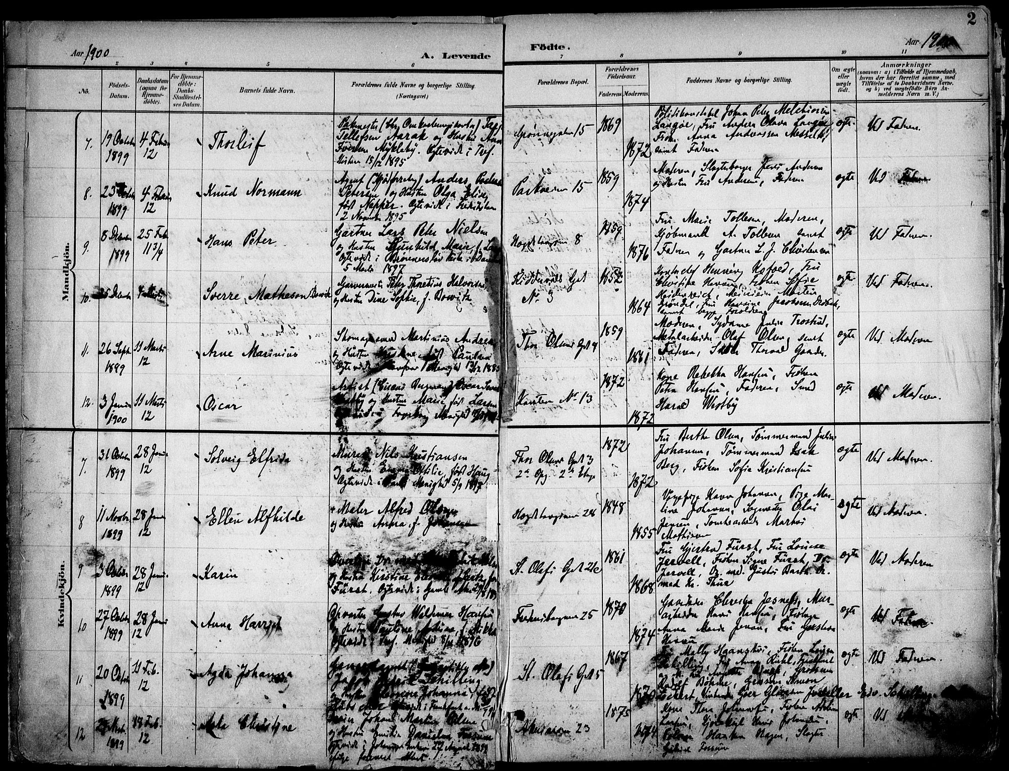 Trefoldighet prestekontor Kirkebøker, AV/SAO-A-10882/F/Fa/L0007: Parish register (official) no. I 7, 1900-1914, p. 2