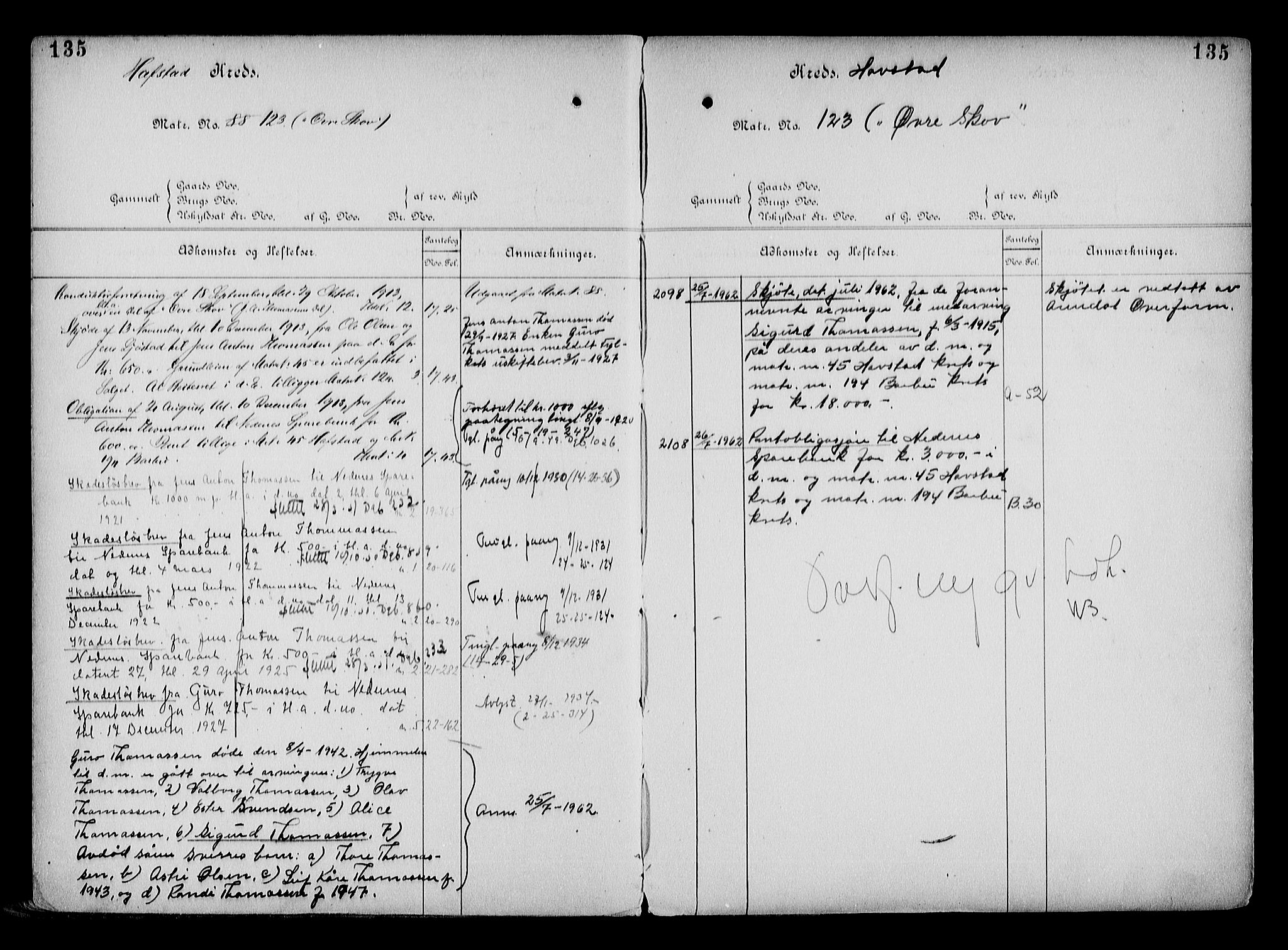 Arendal byfogd, AV/SAK-1222-0001/G/Ga/L0015: Mortgage register no. 13, 1860-1960, p. 135