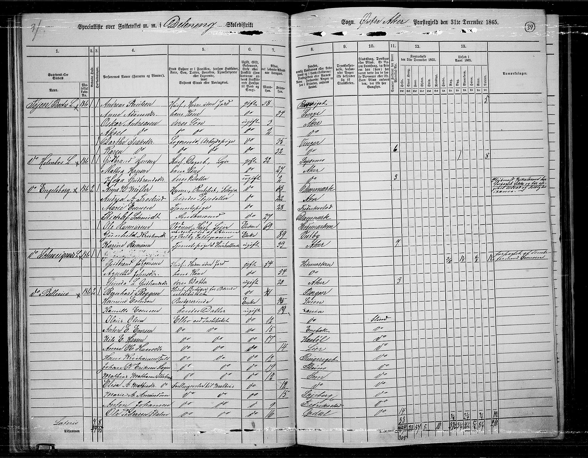 RA, 1865 census for Østre Aker, 1865, p. 36