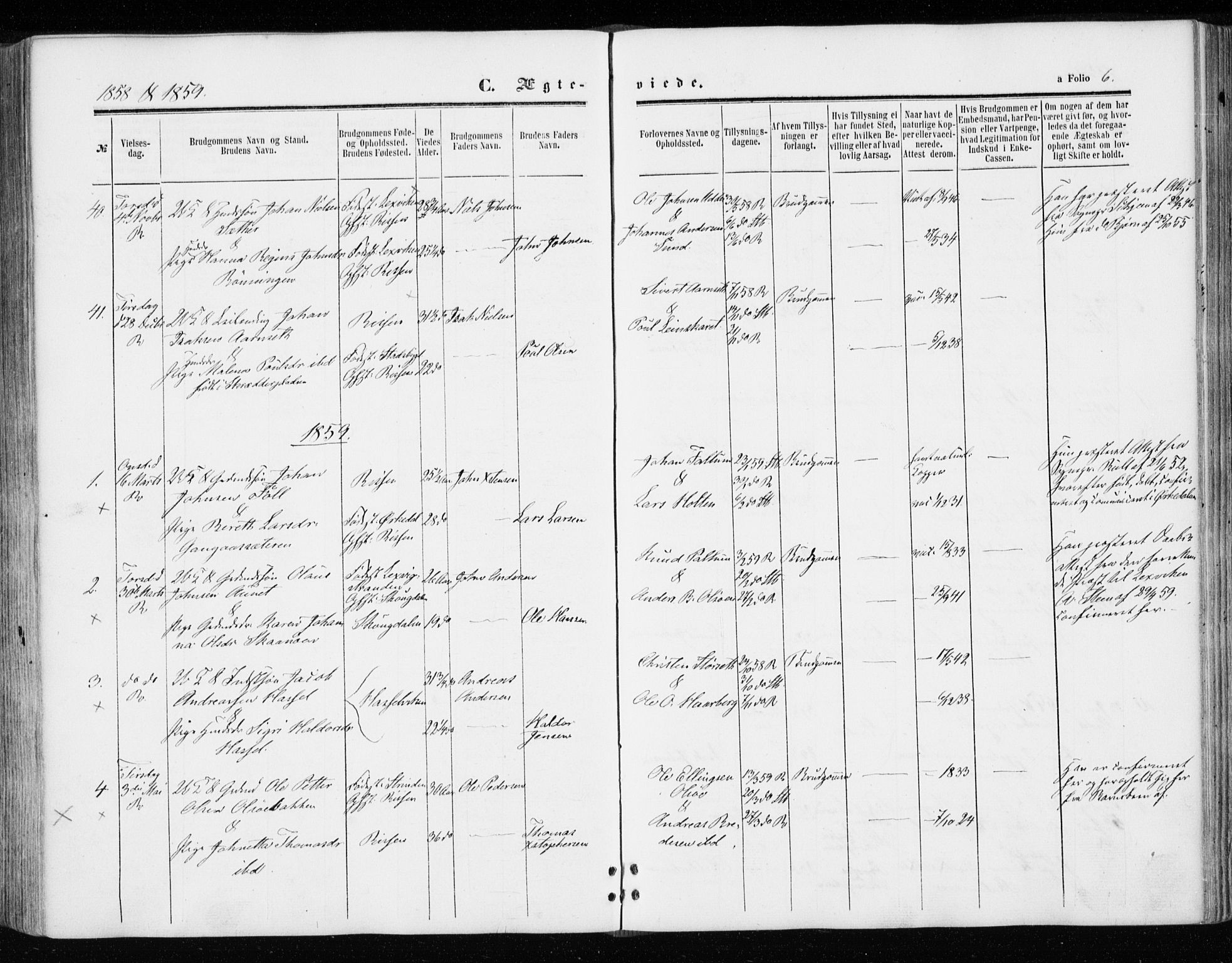 Ministerialprotokoller, klokkerbøker og fødselsregistre - Sør-Trøndelag, AV/SAT-A-1456/646/L0612: Parish register (official) no. 646A10, 1858-1869, p. 6