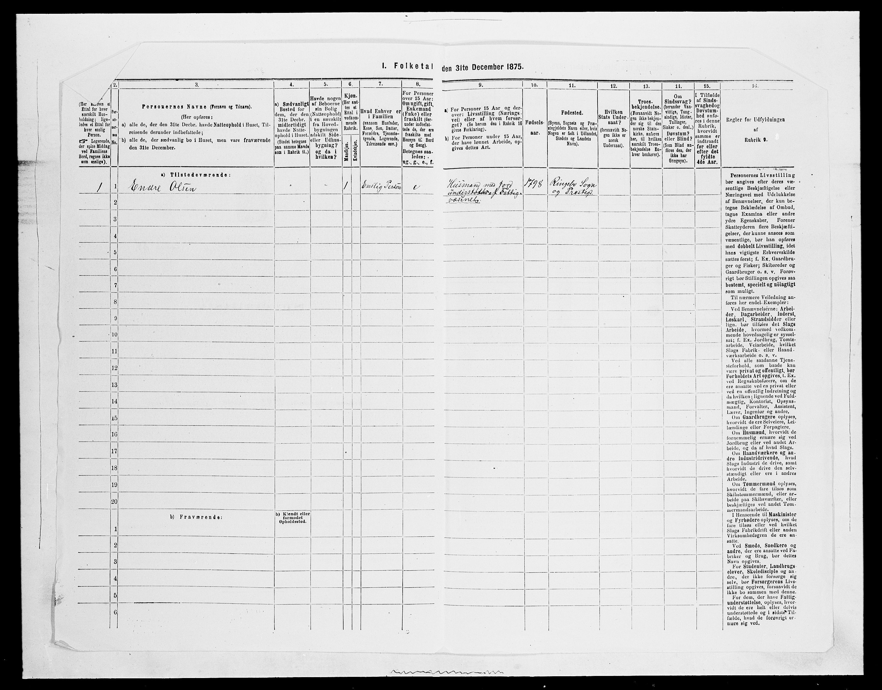 SAH, 1875 census for 0520P Ringebu, 1875, p. 1008