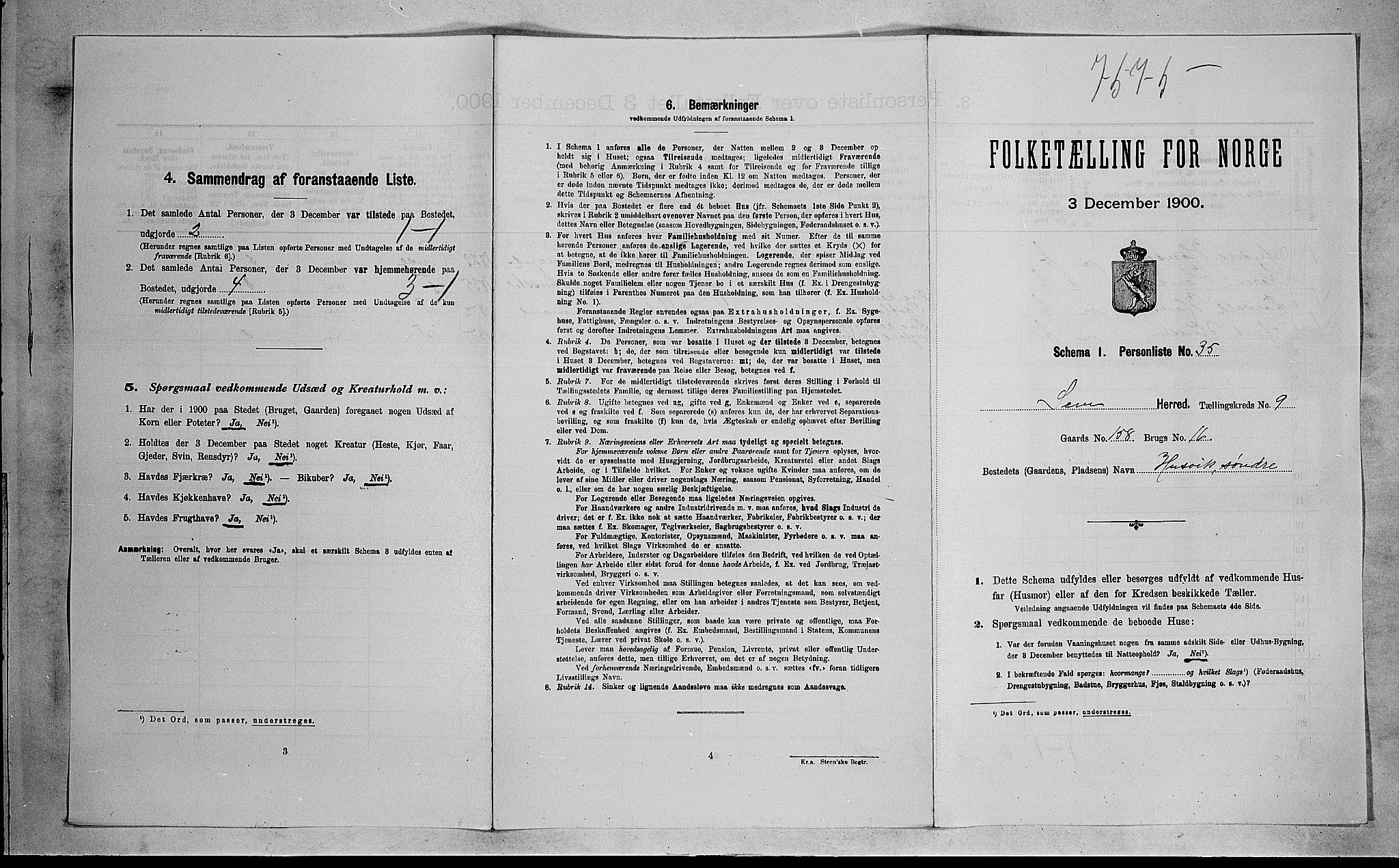 RA, 1900 census for Sem, 1900, p. 1421