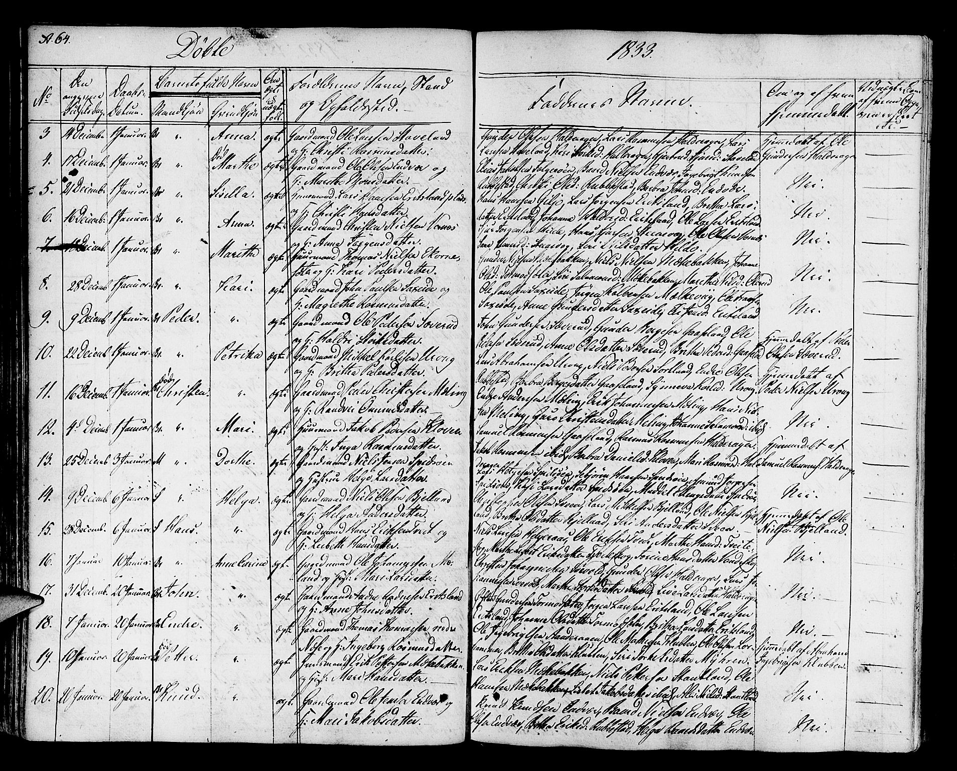 Finnås sokneprestembete, SAB/A-99925/H/Ha/Haa/Haaa/L0005: Parish register (official) no. A 5, 1823-1835, p. 64