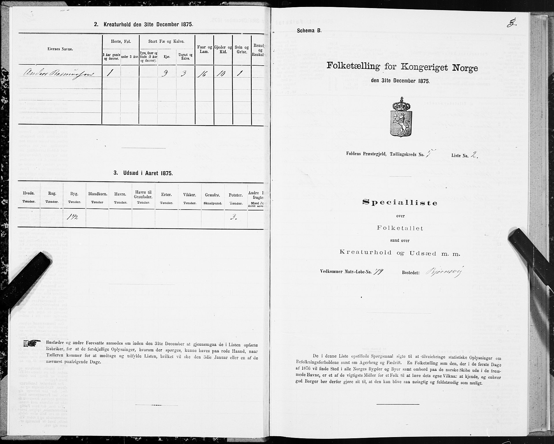 SAT, 1875 census for 1845P Folda, 1875, p. 2003