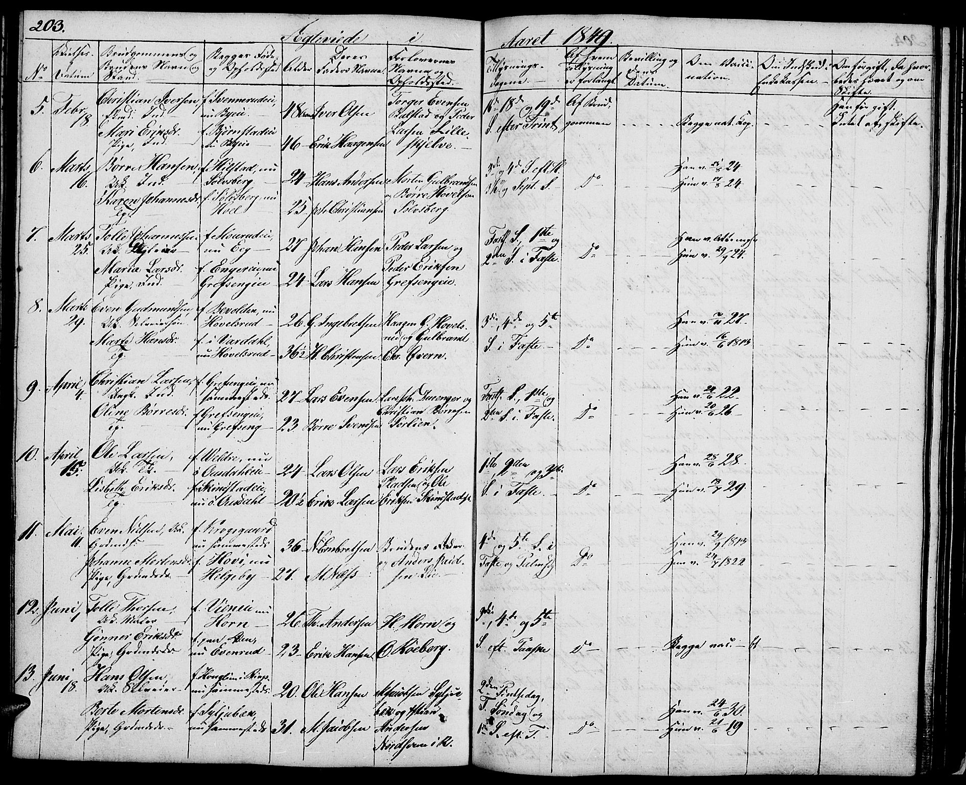 Nes prestekontor, Hedmark, AV/SAH-PREST-020/L/La/L0004: Parish register (copy) no. 4, 1832-1861, p. 203