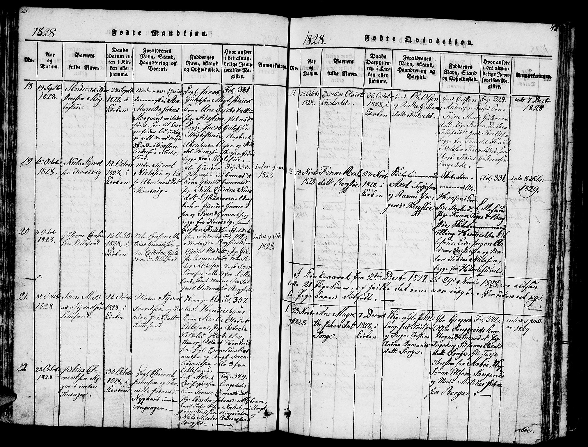 Vestre Moland sokneprestkontor, AV/SAK-1111-0046/F/Fb/Fbb/L0001: Parish register (copy) no. B 1, 1816-1851, p. 47