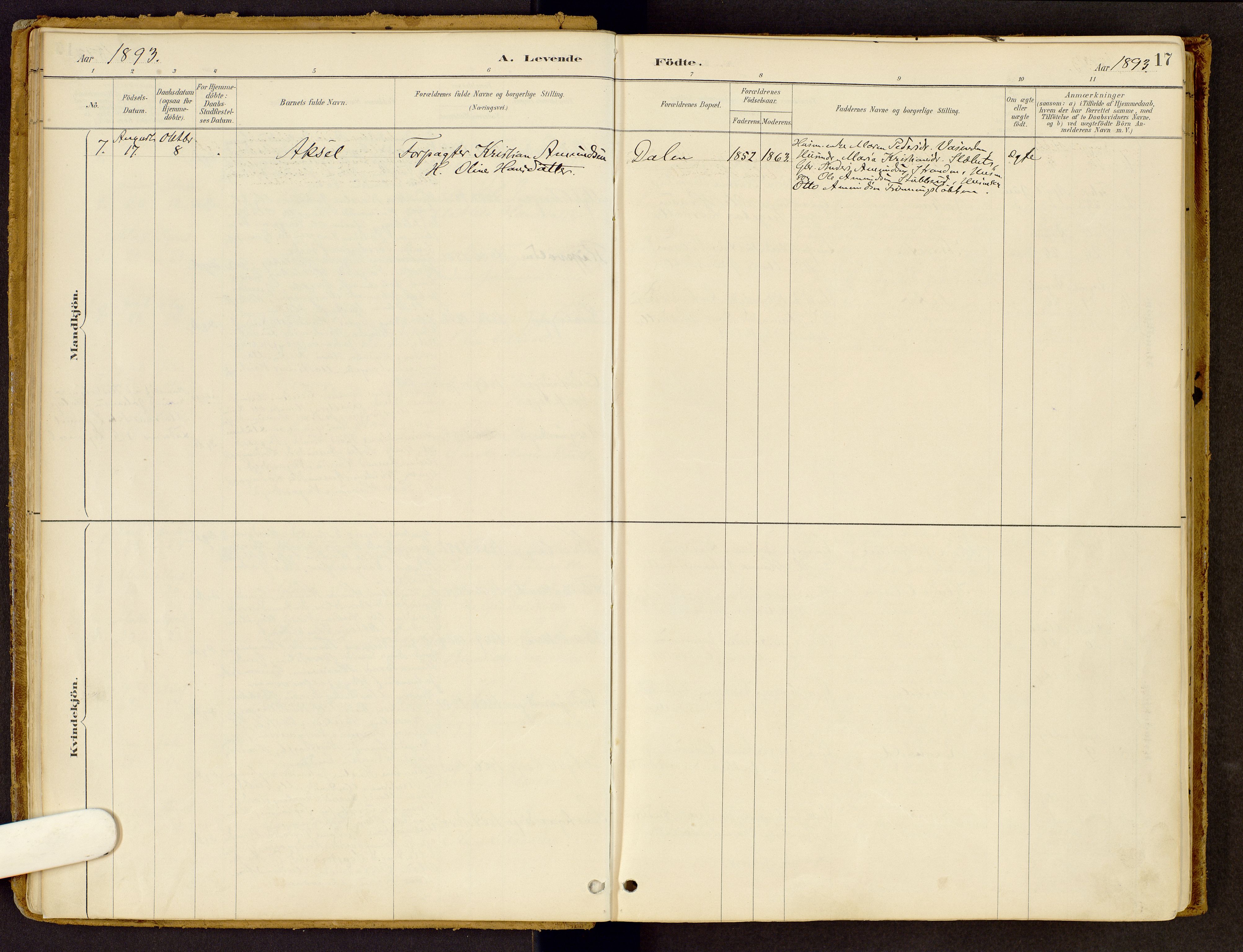 Vestre Gausdal prestekontor, SAH/PREST-094/H/Ha/Haa/L0002: Parish register (official) no. 2, 1887-1918, p. 17