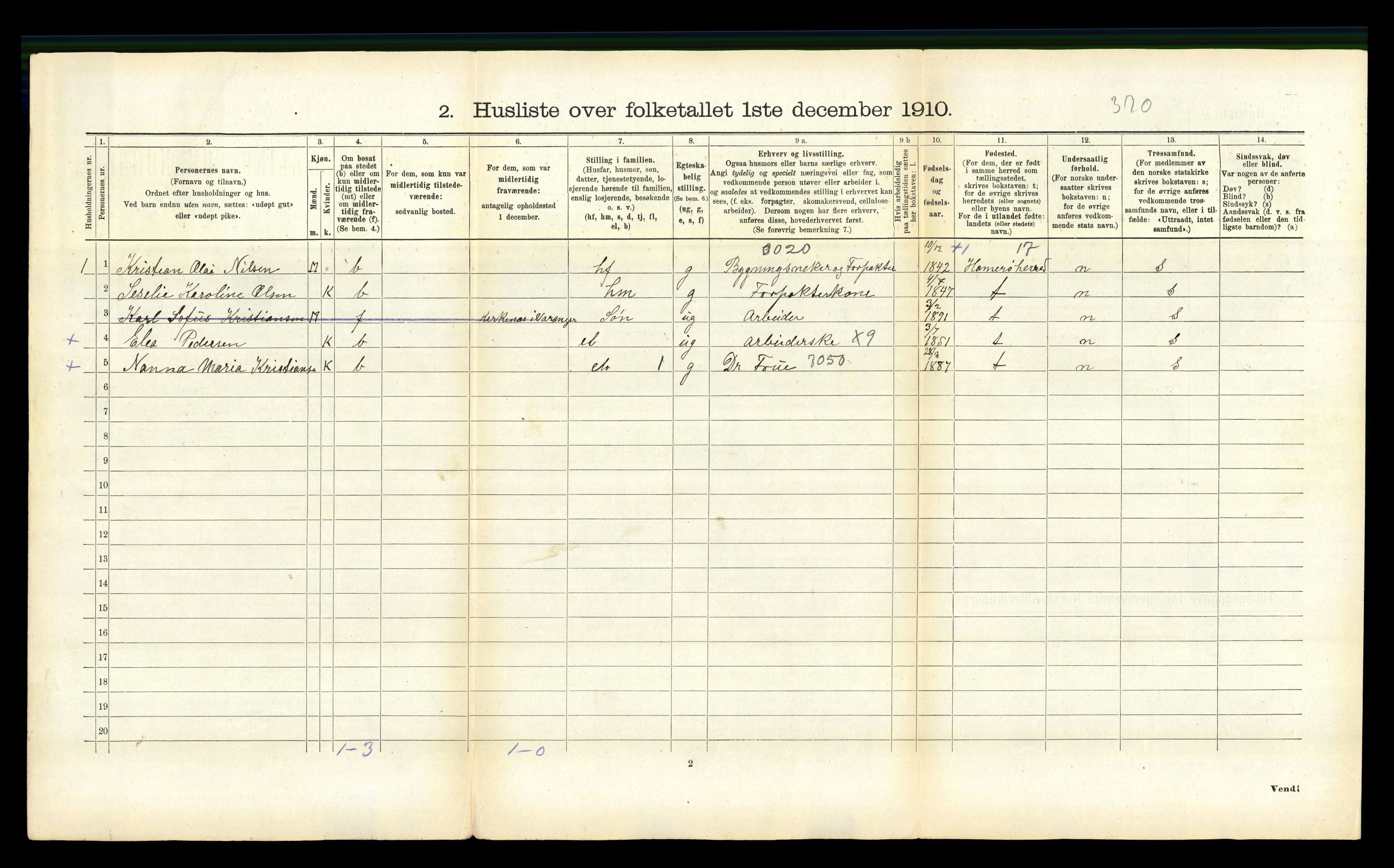 RA, 1910 census for Steigen, 1910, p. 342