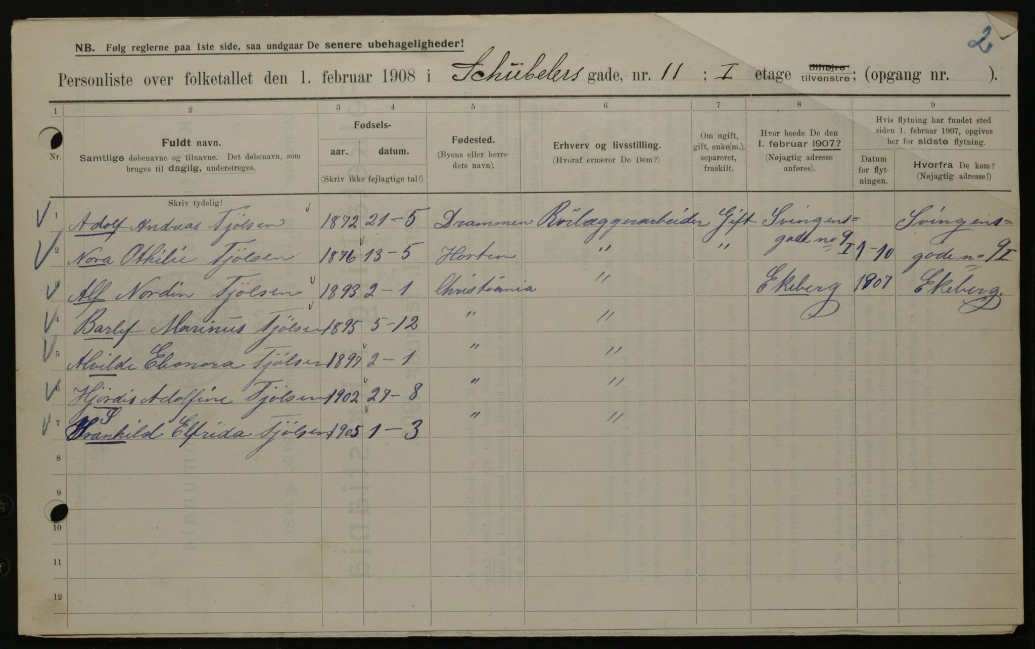 OBA, Municipal Census 1908 for Kristiania, 1908, p. 83640