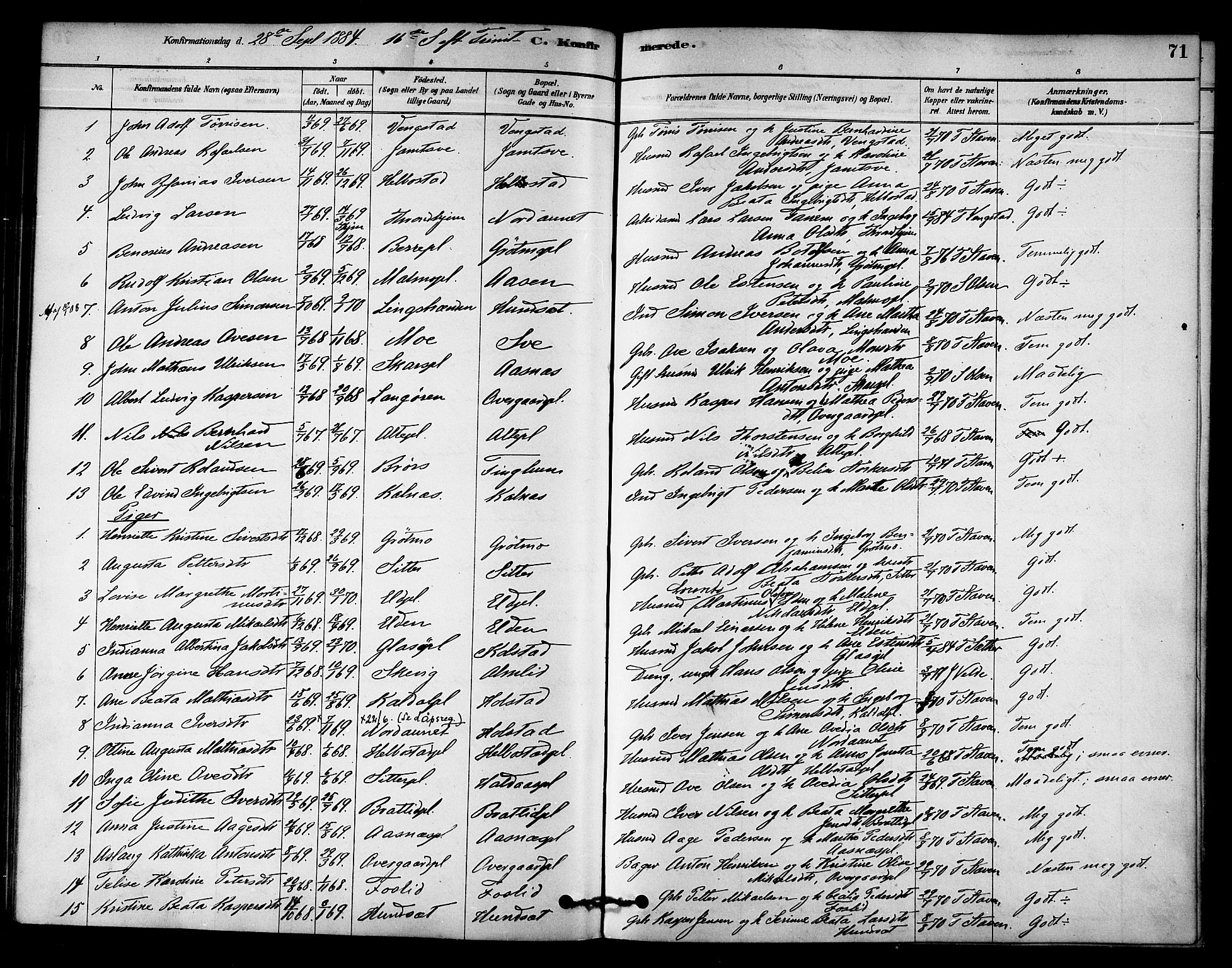Ministerialprotokoller, klokkerbøker og fødselsregistre - Nord-Trøndelag, SAT/A-1458/742/L0408: Parish register (official) no. 742A01, 1878-1890, p. 71