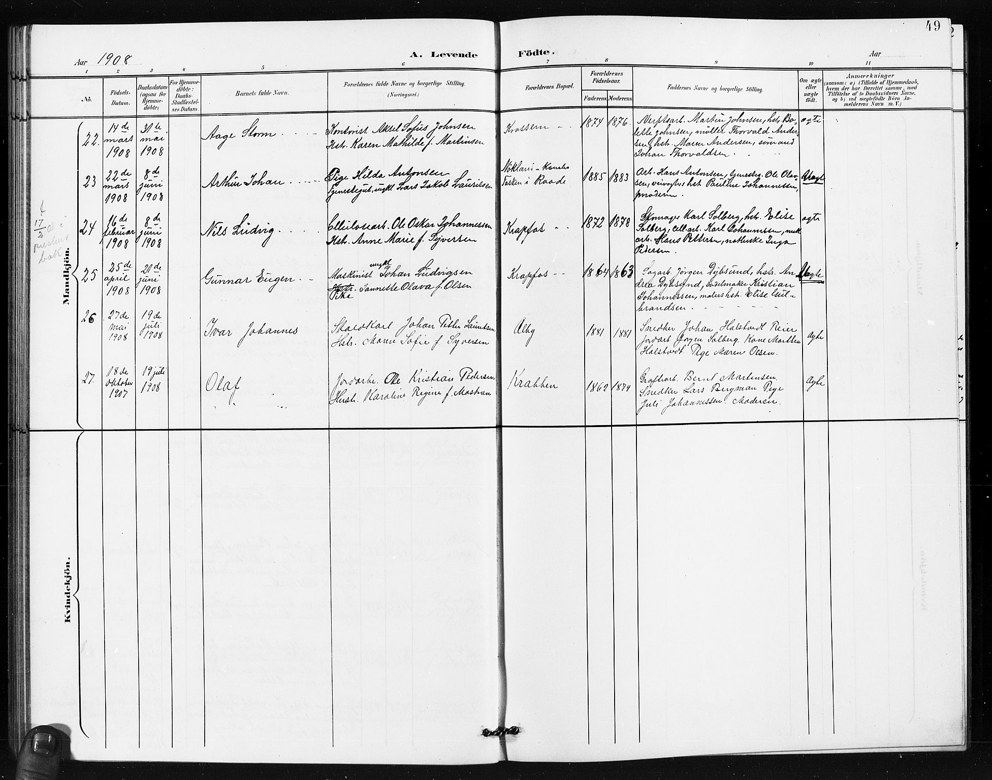 Moss prestekontor Kirkebøker, SAO/A-2003/G/Gb/L0002: Parish register (copy) no. II 2, 1900-1910, p. 49