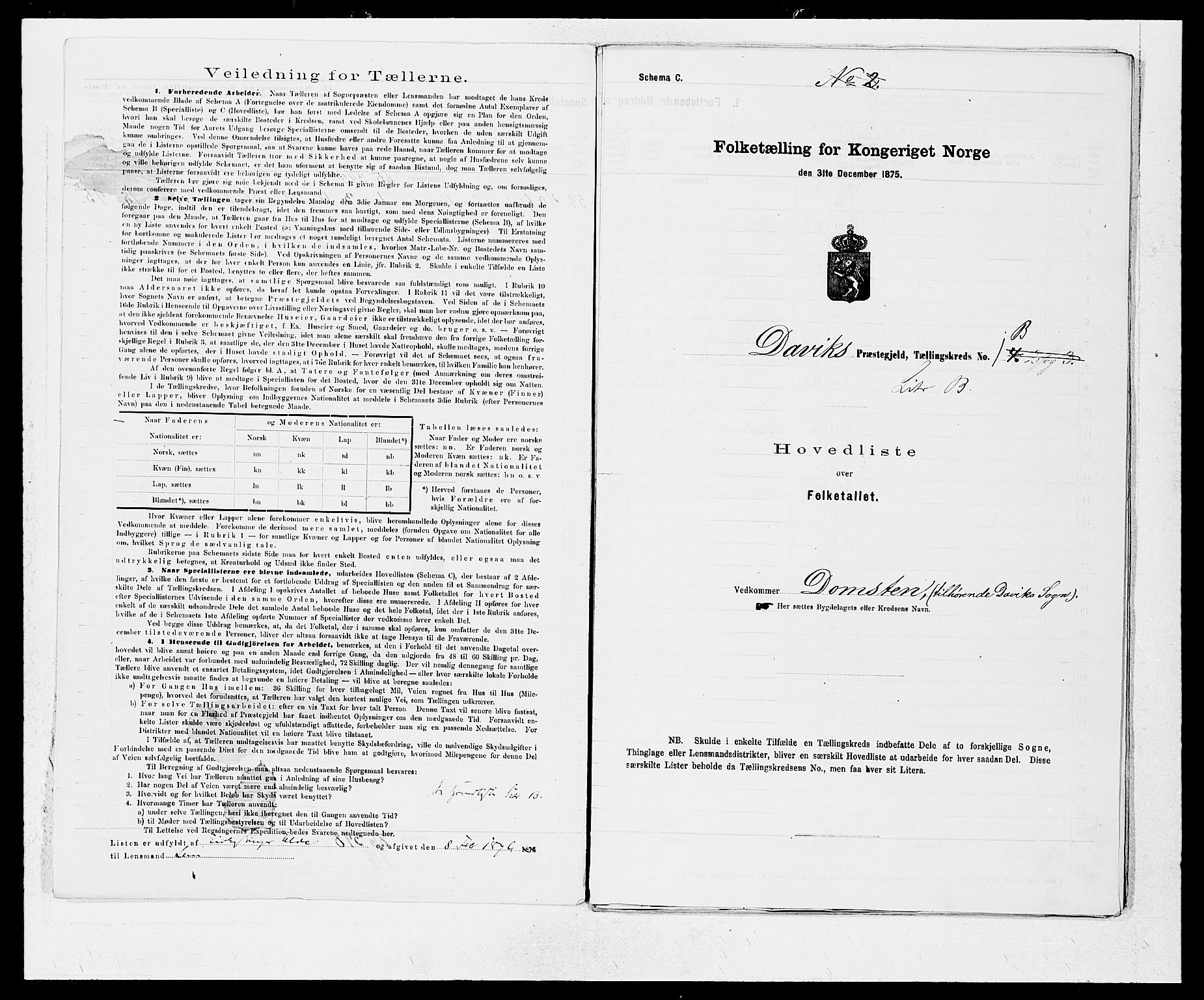 SAB, 1875 Census for 1442P Davik, 1875, p. 4