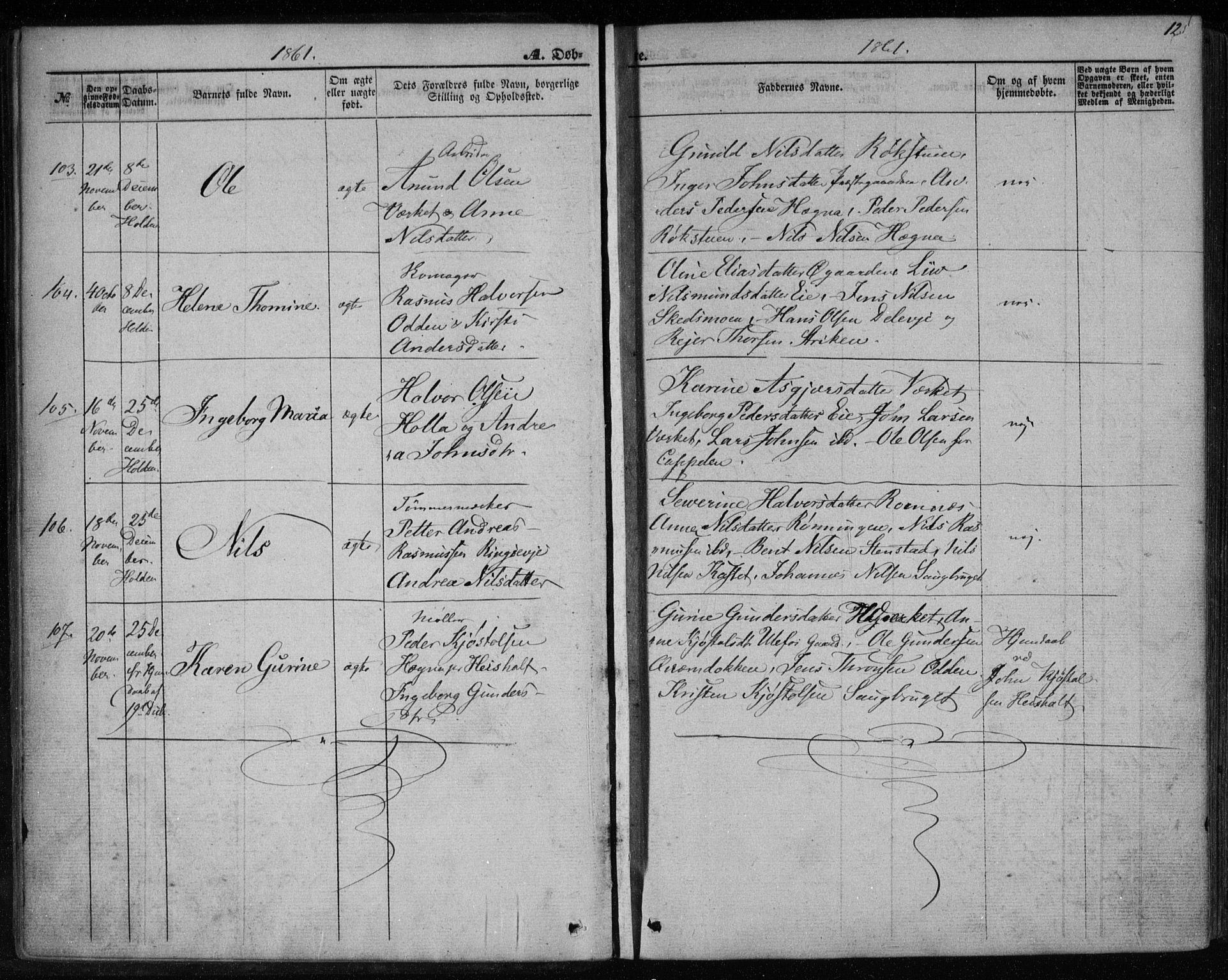 Holla kirkebøker, AV/SAKO-A-272/F/Fa/L0006: Parish register (official) no. 6, 1861-1869, p. 12