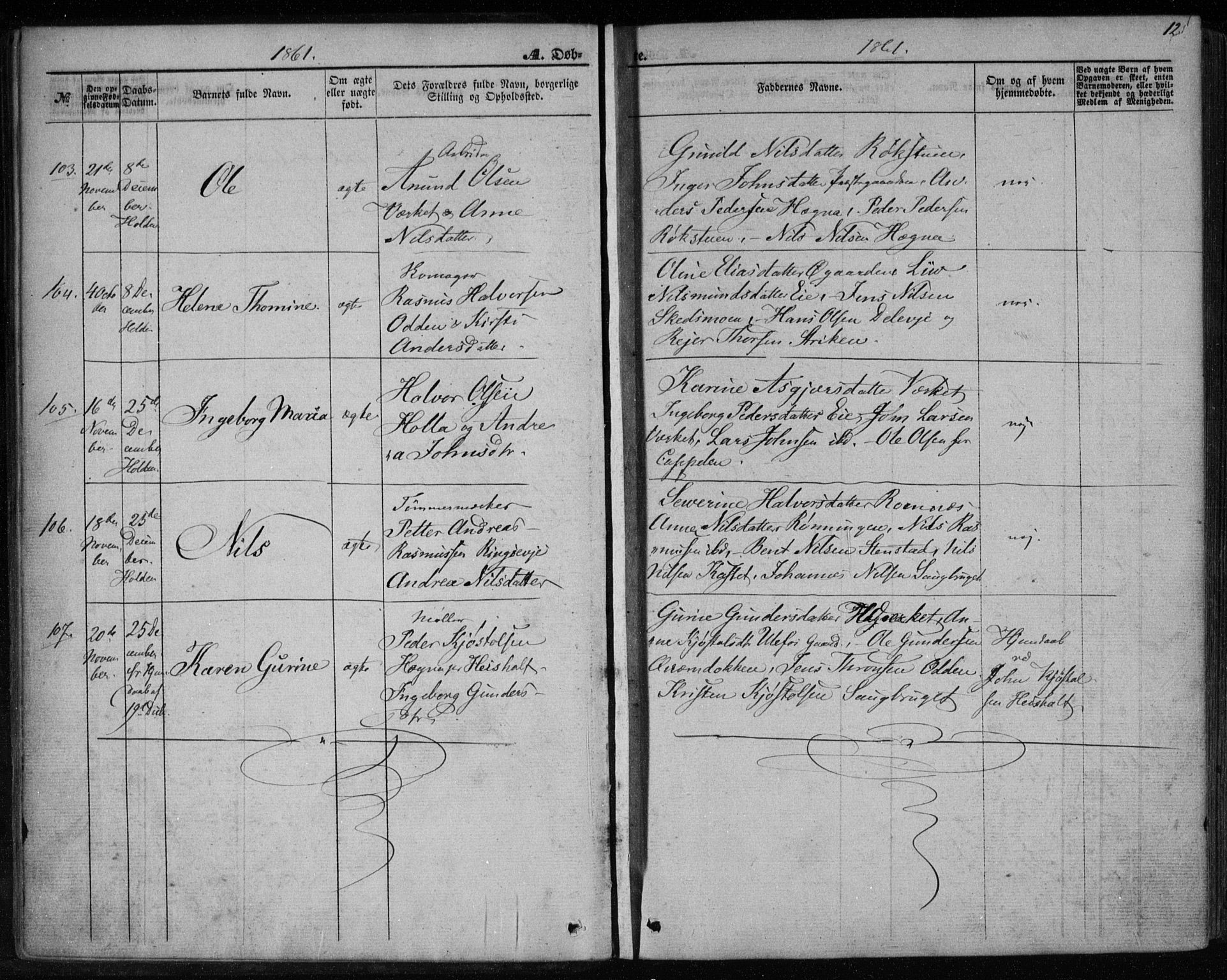 Holla kirkebøker, SAKO/A-272/F/Fa/L0006: Parish register (official) no. 6, 1861-1869, p. 12