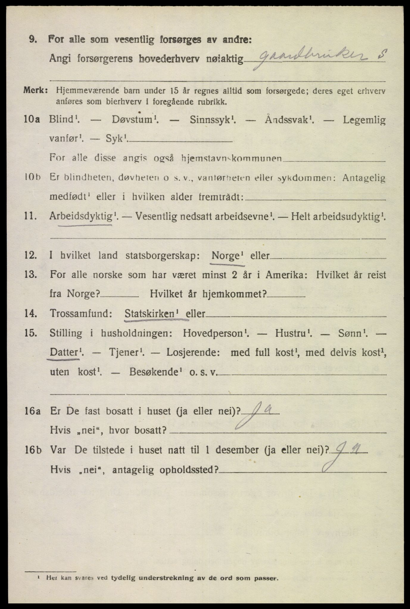 SAK, 1920 census for Herad, 1920, p. 445