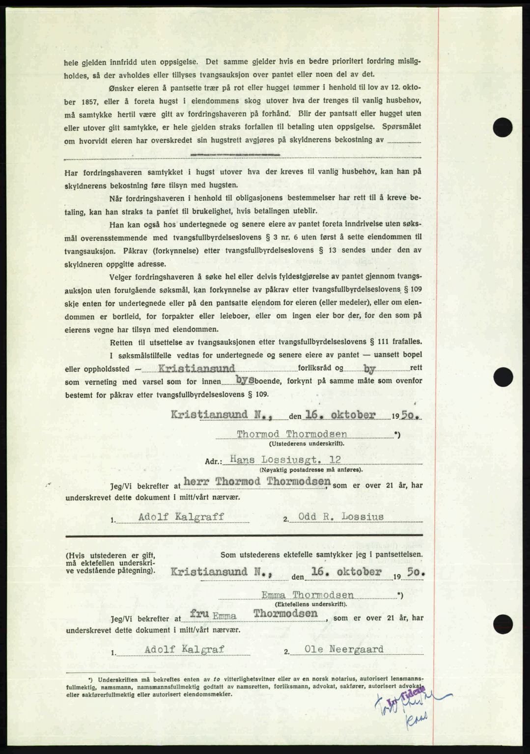 Kristiansund byfogd, AV/SAT-A-4587/A/27: Mortgage book no. 50, 1950-1950, Diary no: : 1787/1950