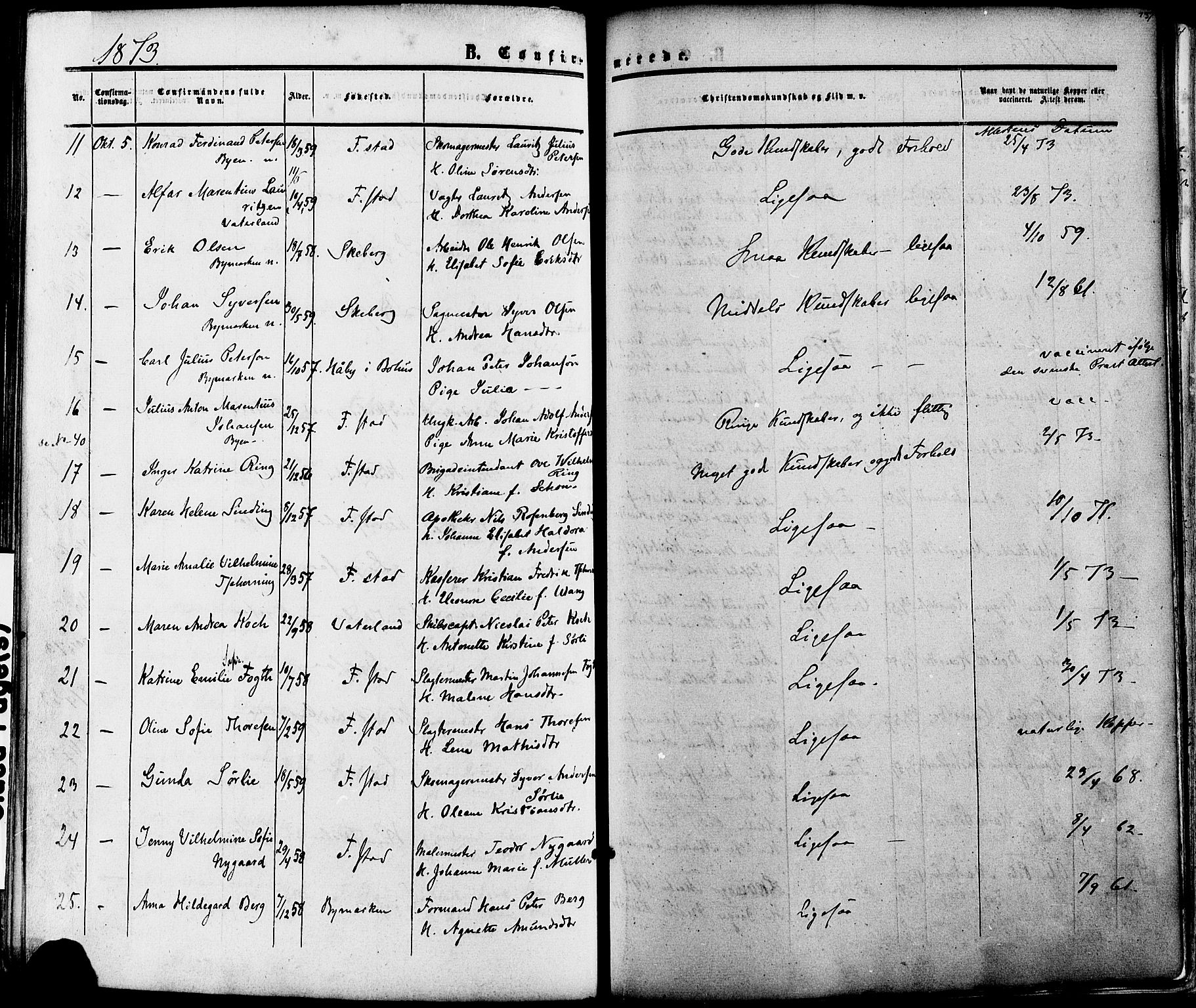 Fredrikstad prestekontor Kirkebøker, AV/SAO-A-11082/F/Fa/L0006: Parish register (official) no. 6, 1857-1878, p. 237