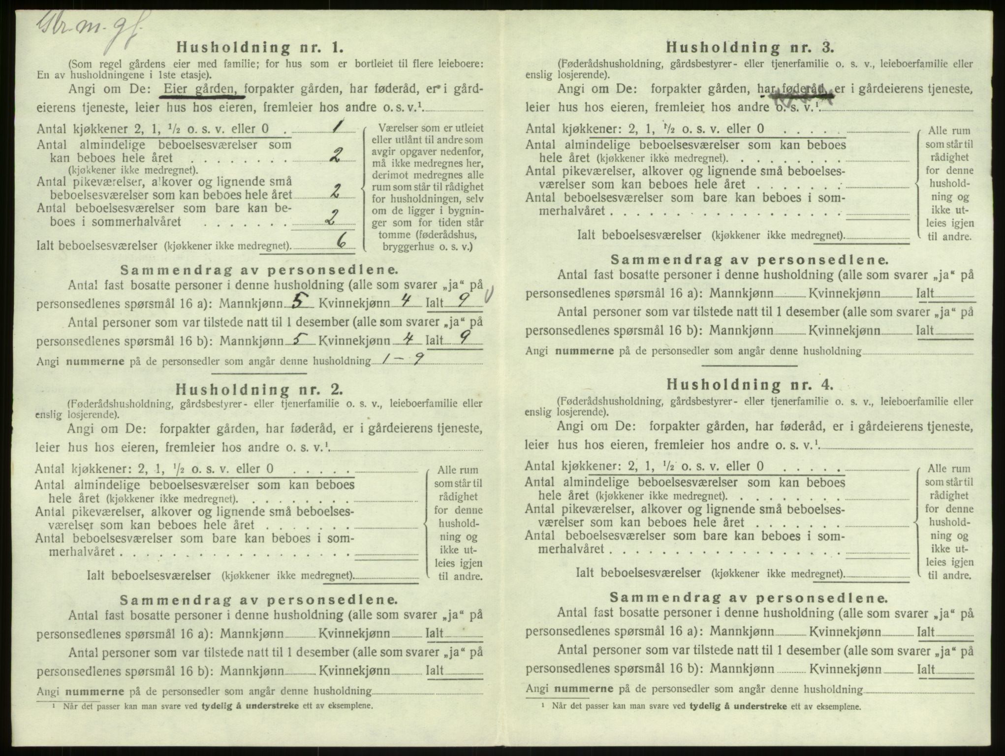 SAB, 1920 census for Austrheim, 1920, p. 301