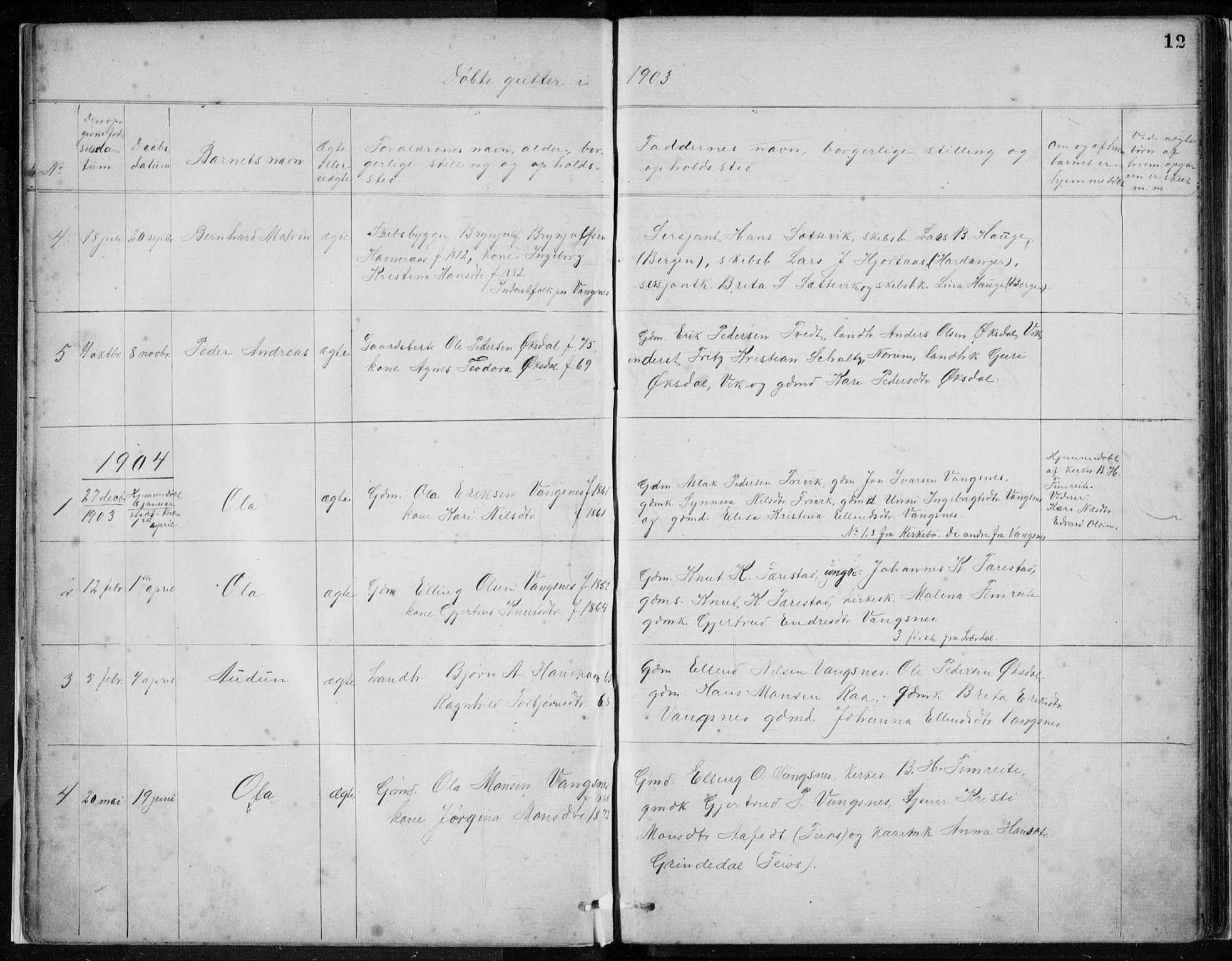 Vik sokneprestembete, AV/SAB-A-81501/H/Hab/Habc/L0002: Parish register (copy) no. C 2, 1880-1934, p. 12