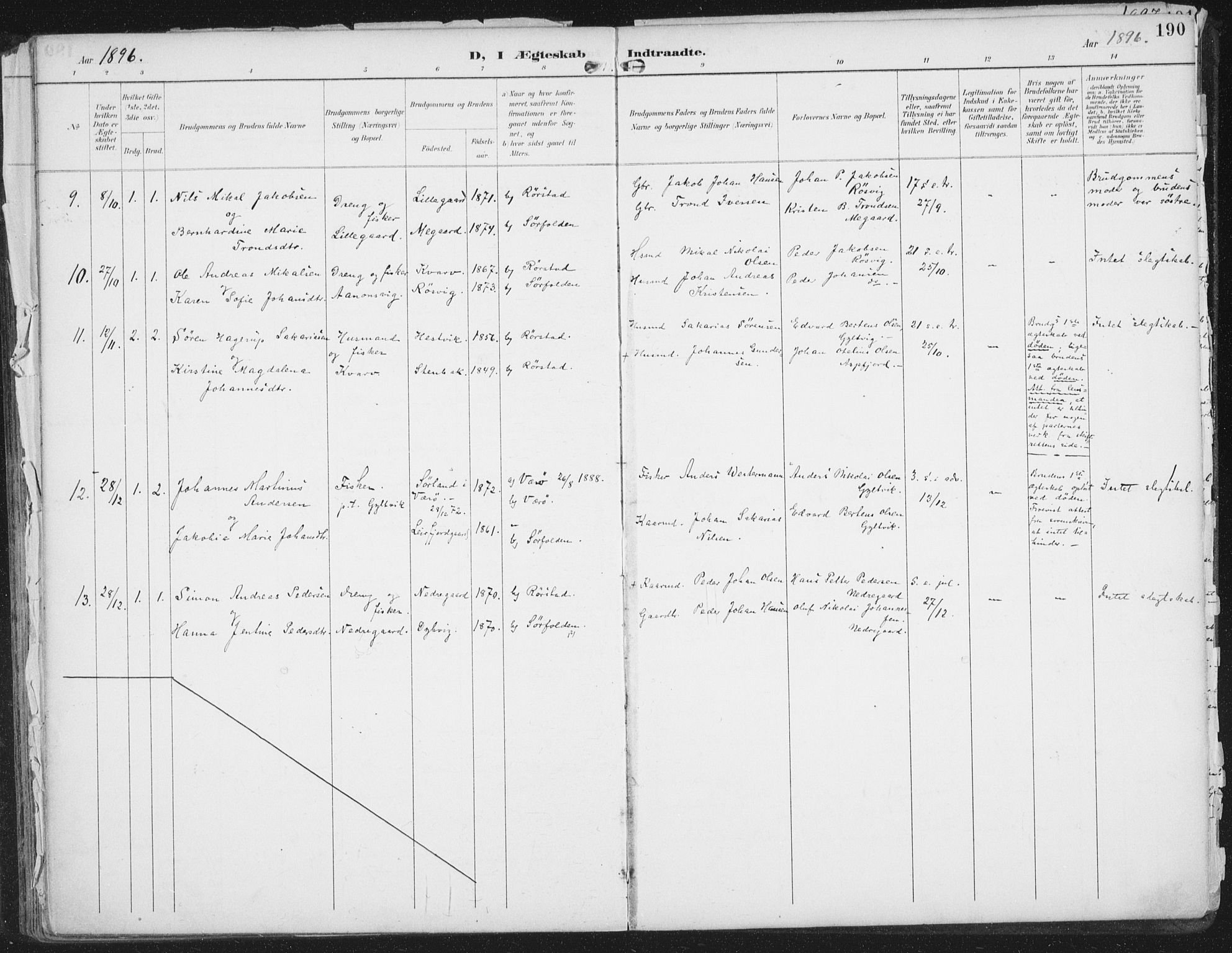 Ministerialprotokoller, klokkerbøker og fødselsregistre - Nordland, AV/SAT-A-1459/854/L0779: Parish register (official) no. 854A02, 1892-1909, p. 190