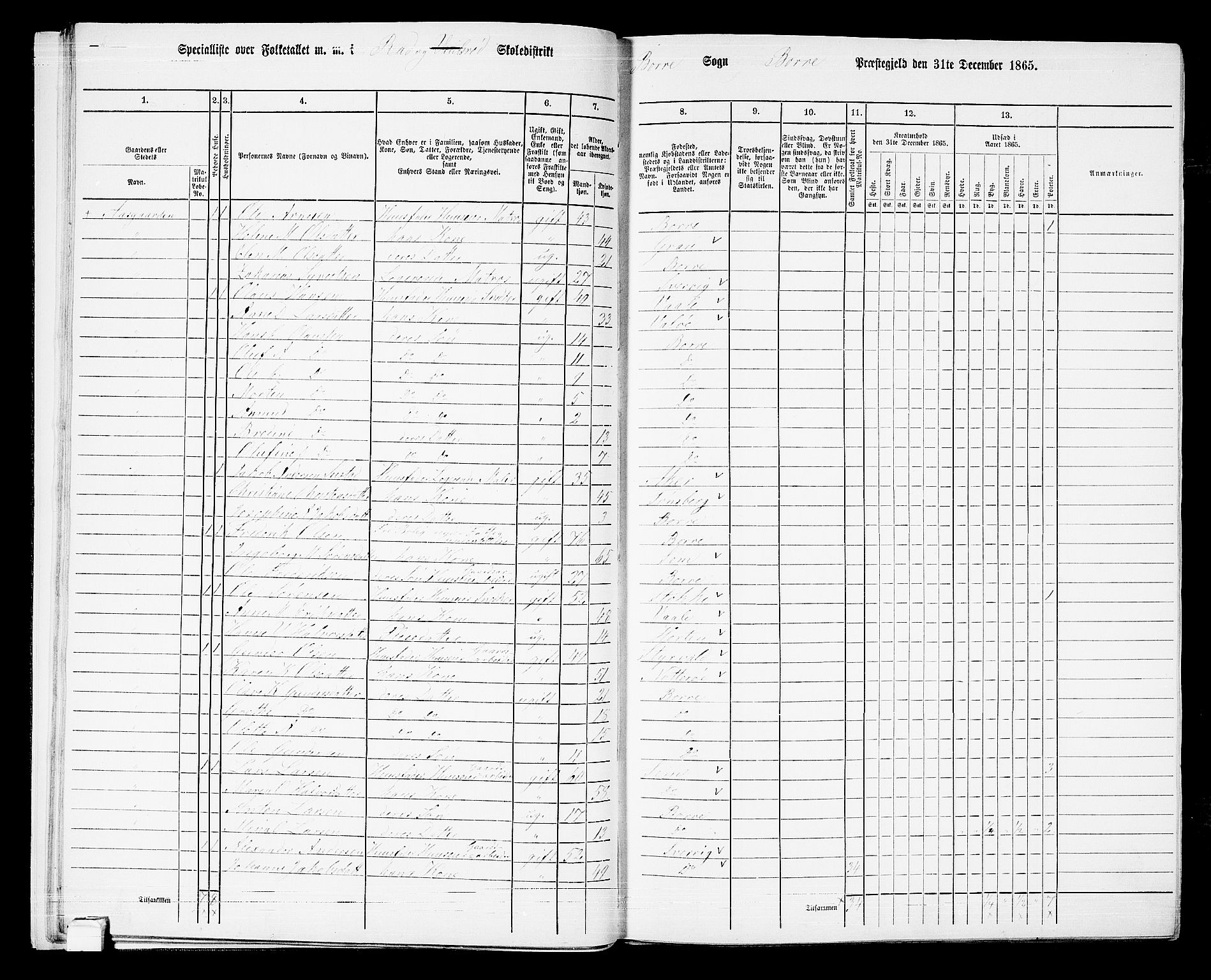 RA, 1865 census for Borre, 1865, p. 40