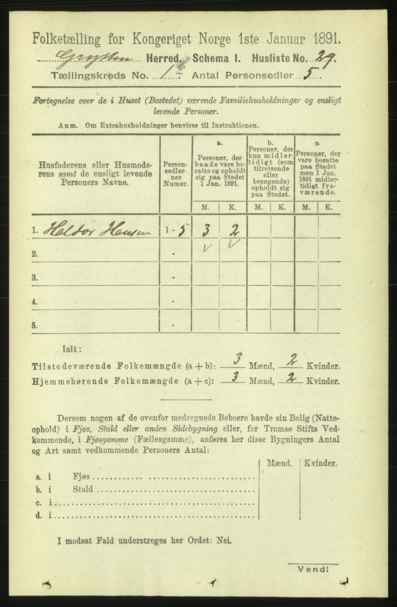 RA, 1891 census for 1539 Grytten, 1891, p. 175