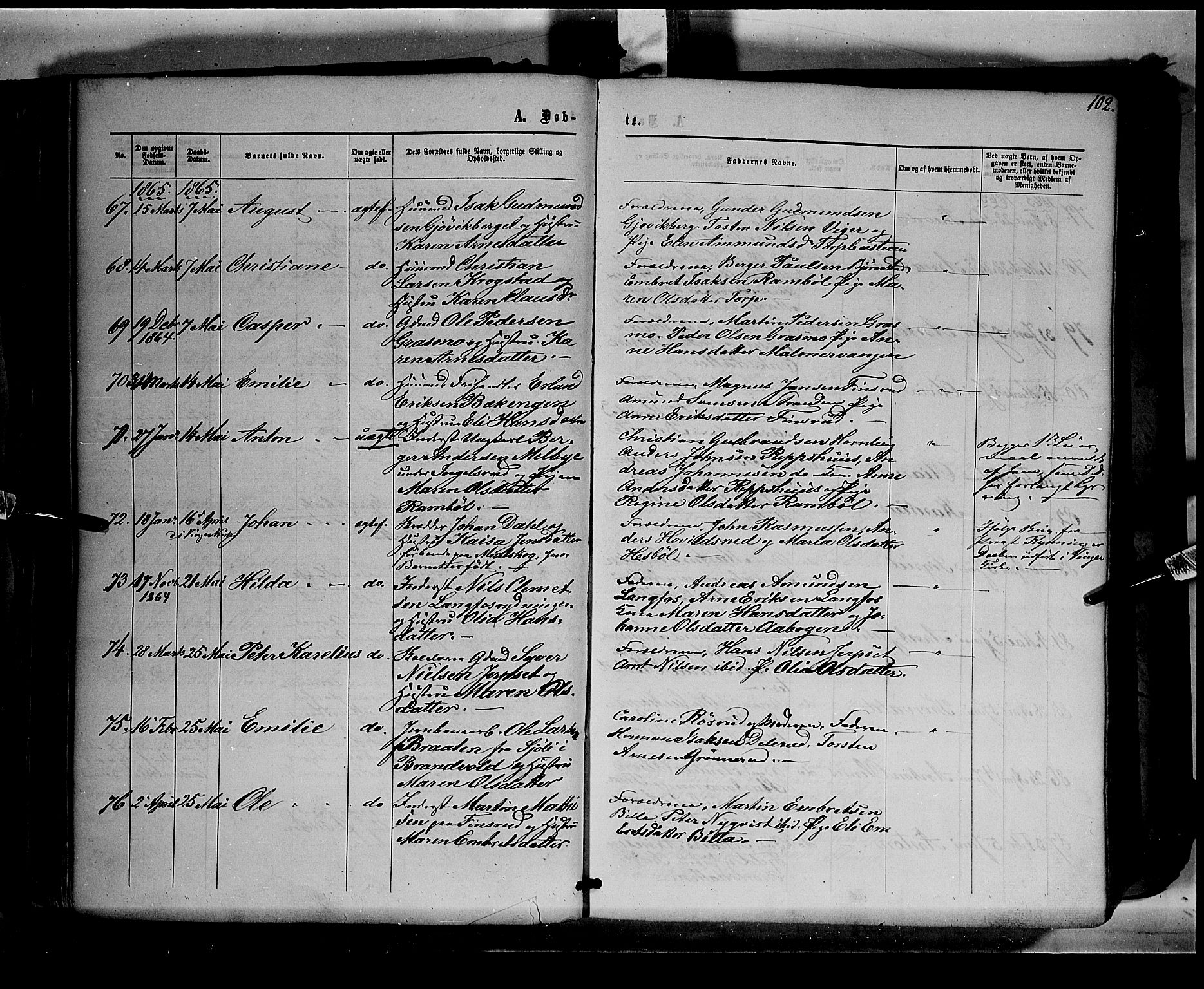 Eidskog prestekontor, AV/SAH-PREST-026/H/Ha/Haa/L0001: Parish register (official) no. 1, 1860-1867, p. 102