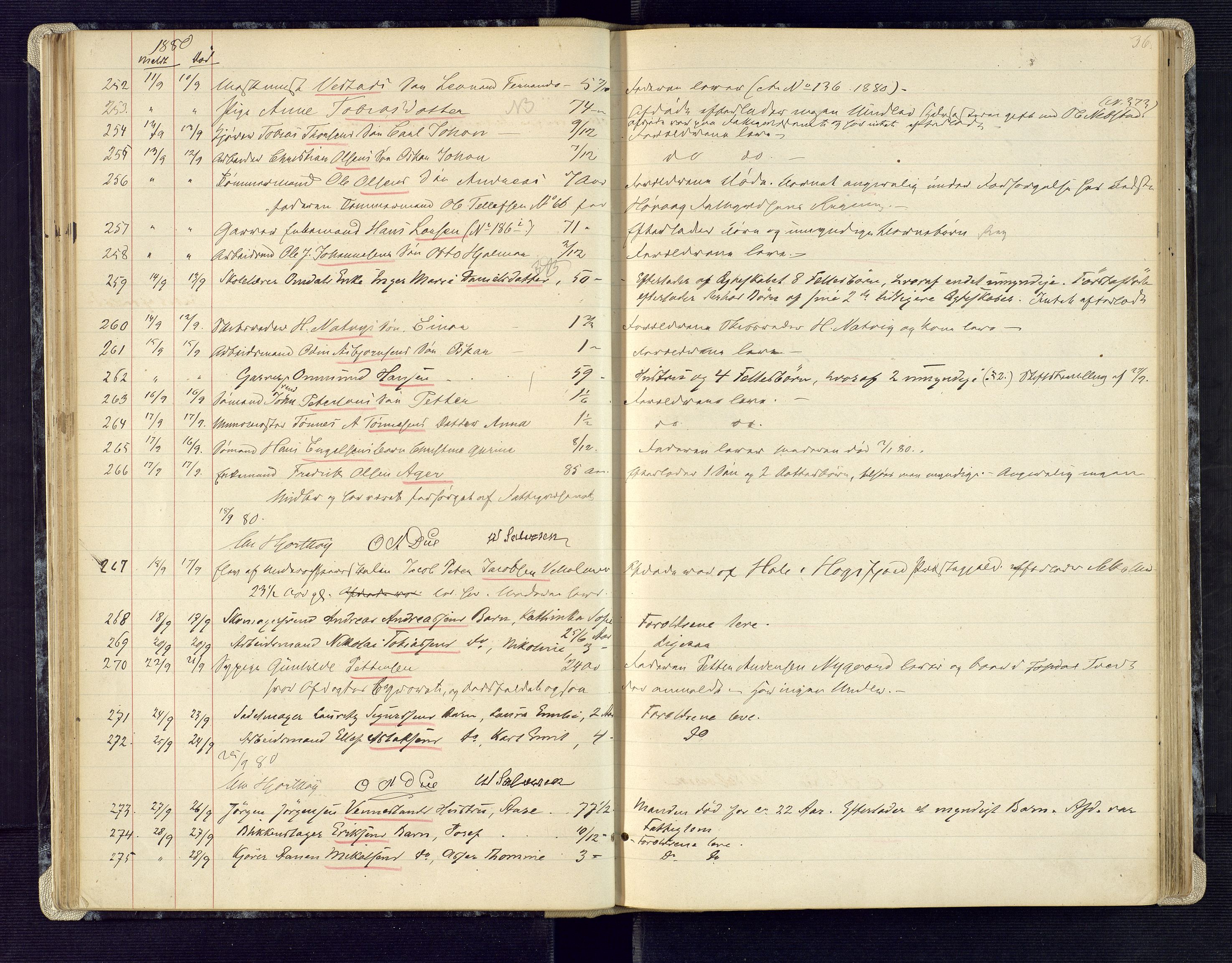 Kristiansand byrett, AV/SAK-1223-0001/H/Ha/L0006: Anmeldte dødsfall, 1878-1892, p. 36
