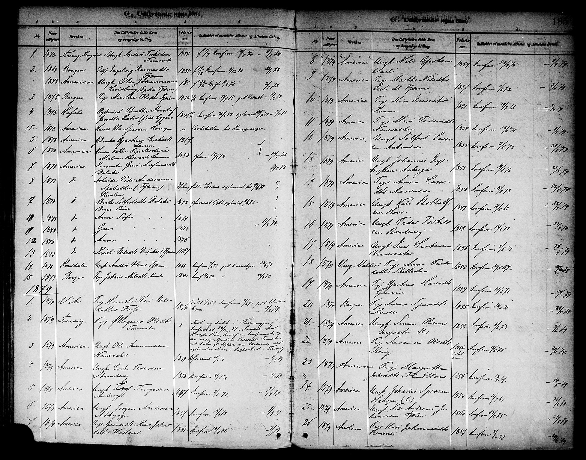 Sogndal sokneprestembete, SAB/A-81301/H/Haa/Haab/L0001: Parish register (official) no. B 1, 1878-1899, p. 185