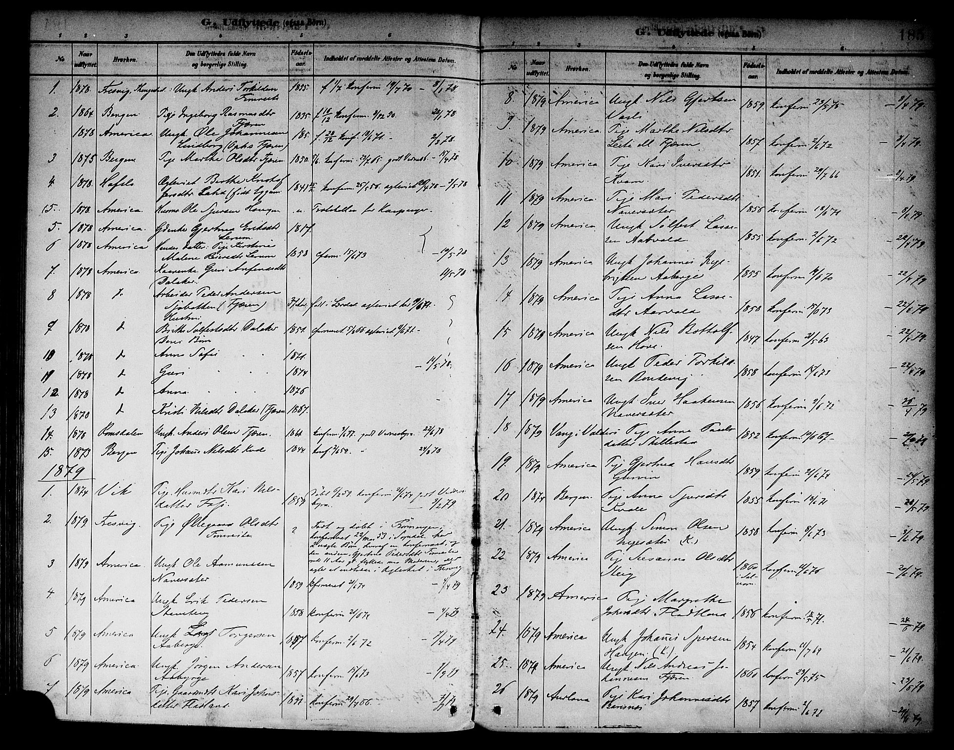 Sogndal sokneprestembete, AV/SAB-A-81301/H/Haa/Haab/L0001: Parish register (official) no. B 1, 1878-1899, p. 185