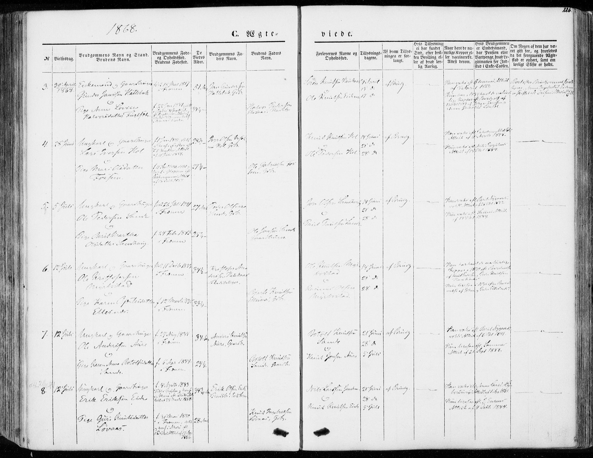 Ministerialprotokoller, klokkerbøker og fødselsregistre - Møre og Romsdal, SAT/A-1454/565/L0748: Parish register (official) no. 565A02, 1845-1872, p. 226