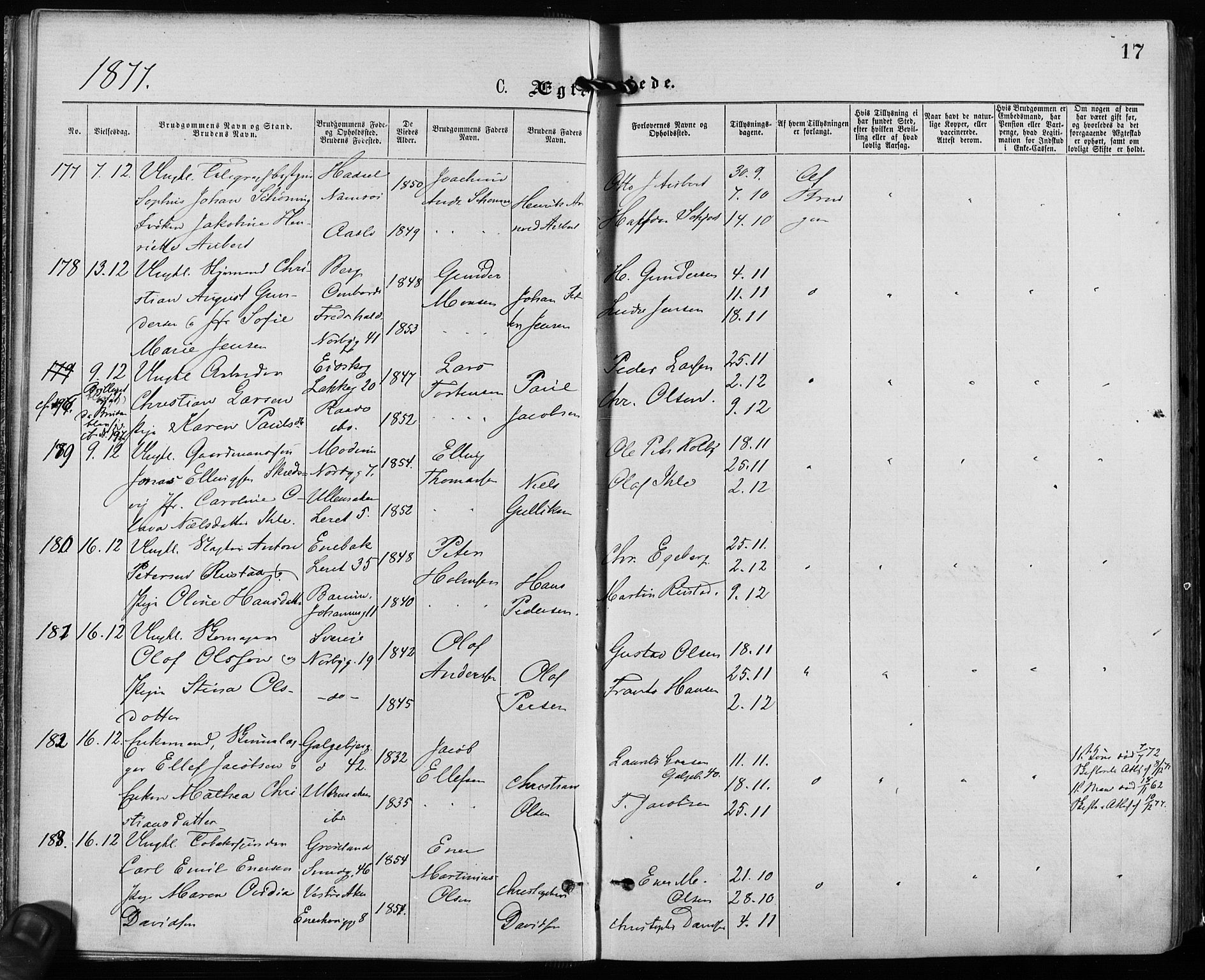 Grønland prestekontor Kirkebøker, AV/SAO-A-10848/F/Fa/L0006: Parish register (official) no. 6, 1877-1886, p. 17