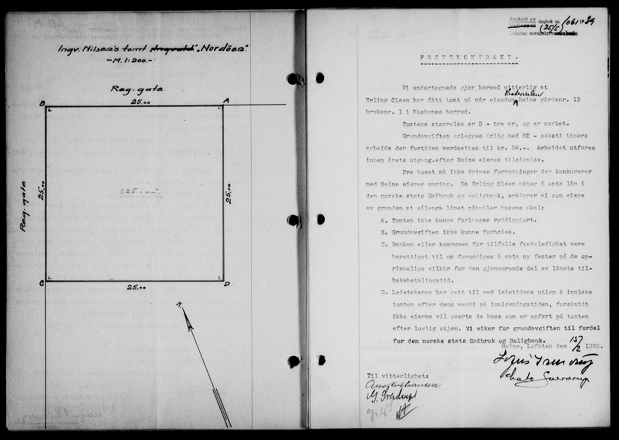 Lofoten sorenskriveri, SAT/A-0017/1/2/2C/L0005a: Mortgage book no. 5a, 1939-1939, Diary no: : 1061/1939