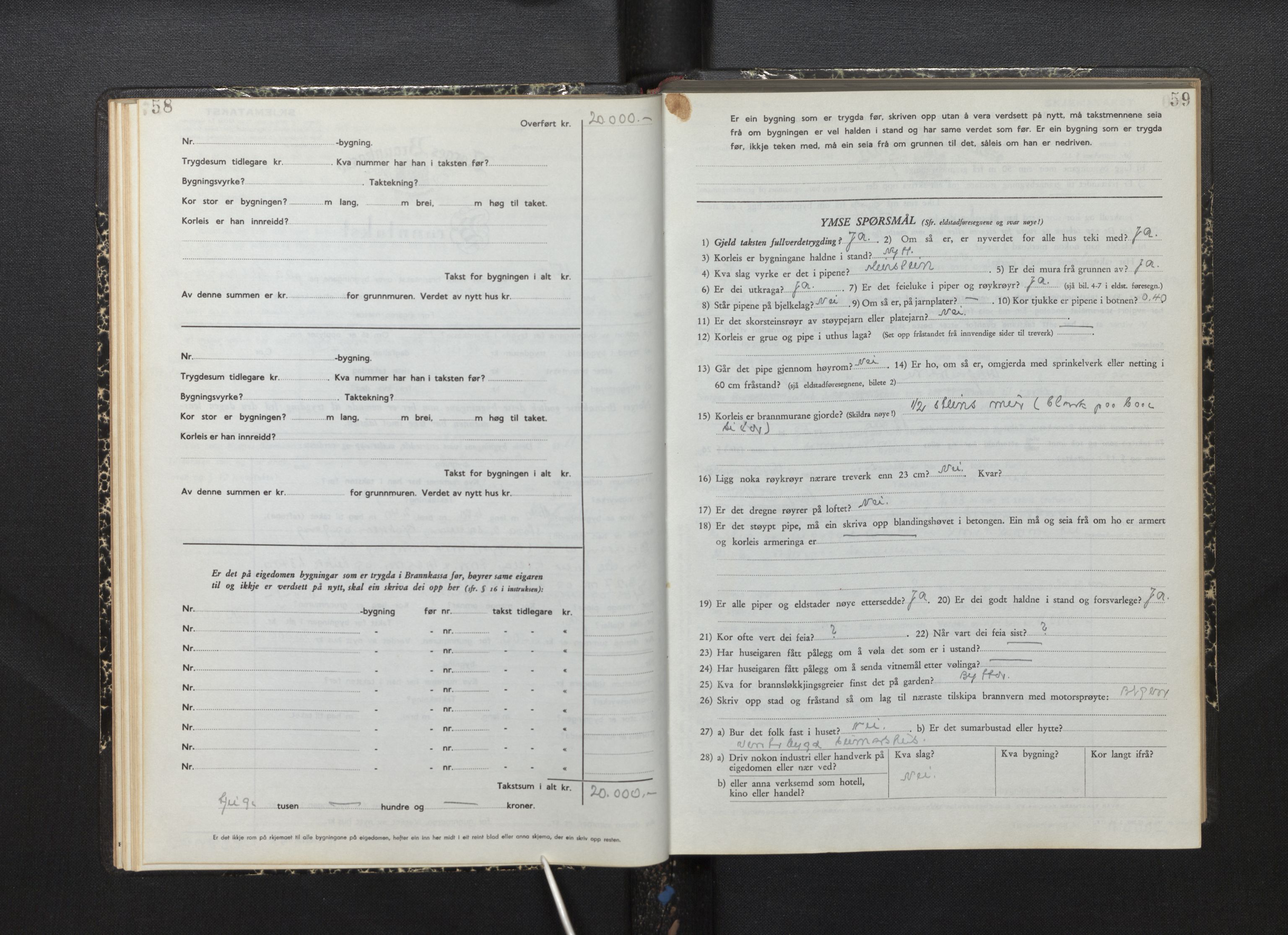 Lensmannen i Lindås, AV/SAB-A-33501/0012/L0002: Branntakstprotokoll skjematakst, 1949-1955, p. 58-59