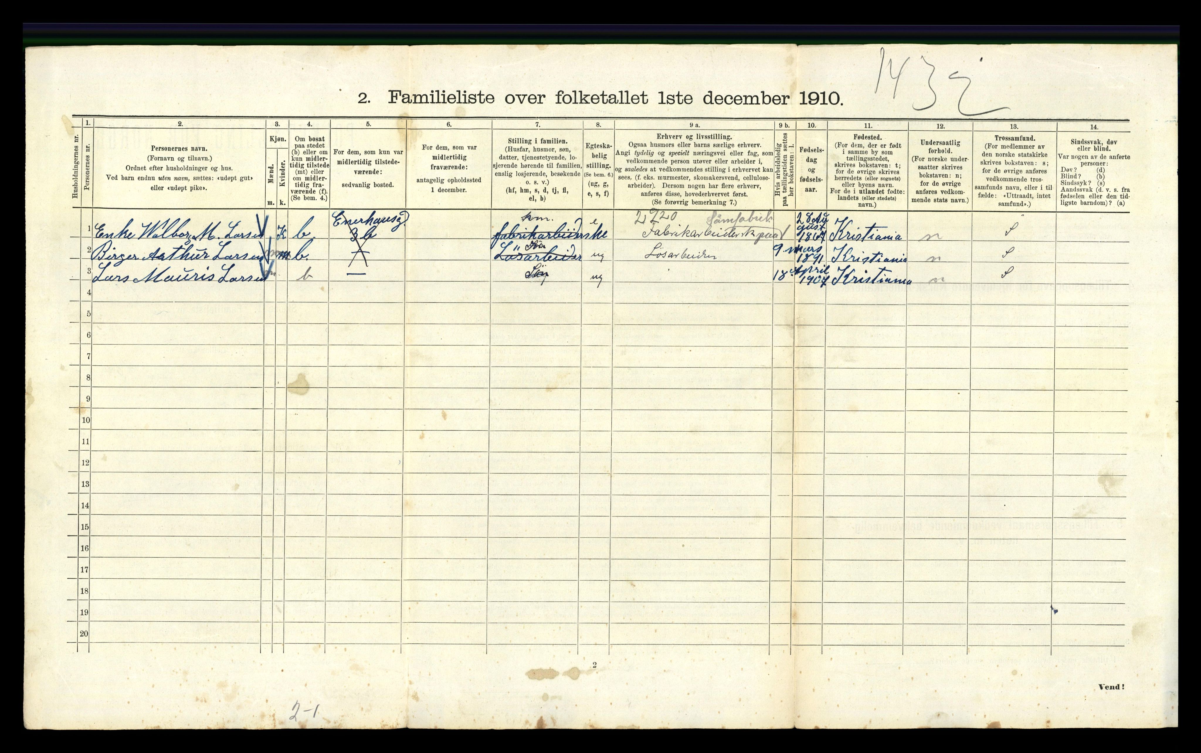 RA, 1910 census for Kristiania, 1910, p. 20806