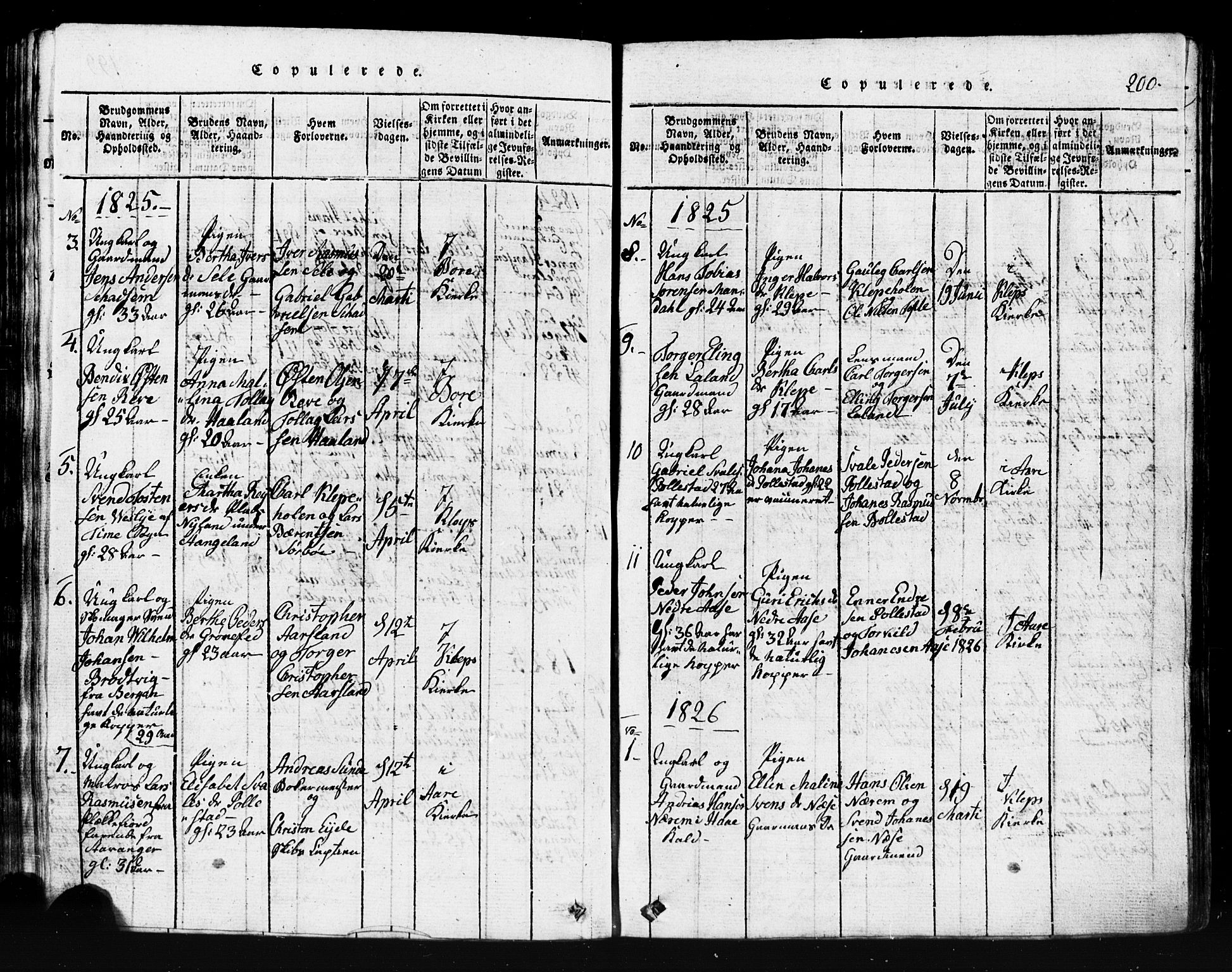 Klepp sokneprestkontor, SAST/A-101803/001/3/30BB/L0001: Parish register (copy) no.  B 1, 1816-1859, p. 200